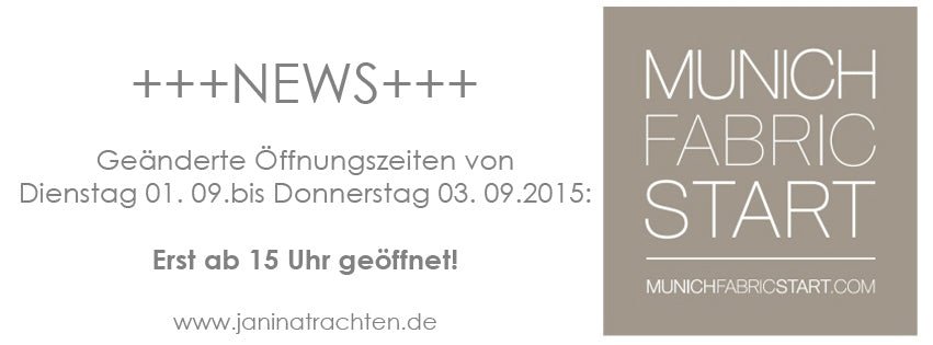 Geänderte Öffnungszeiten vom 01. September bis 03. September 2015 - JAN&INA Trachten