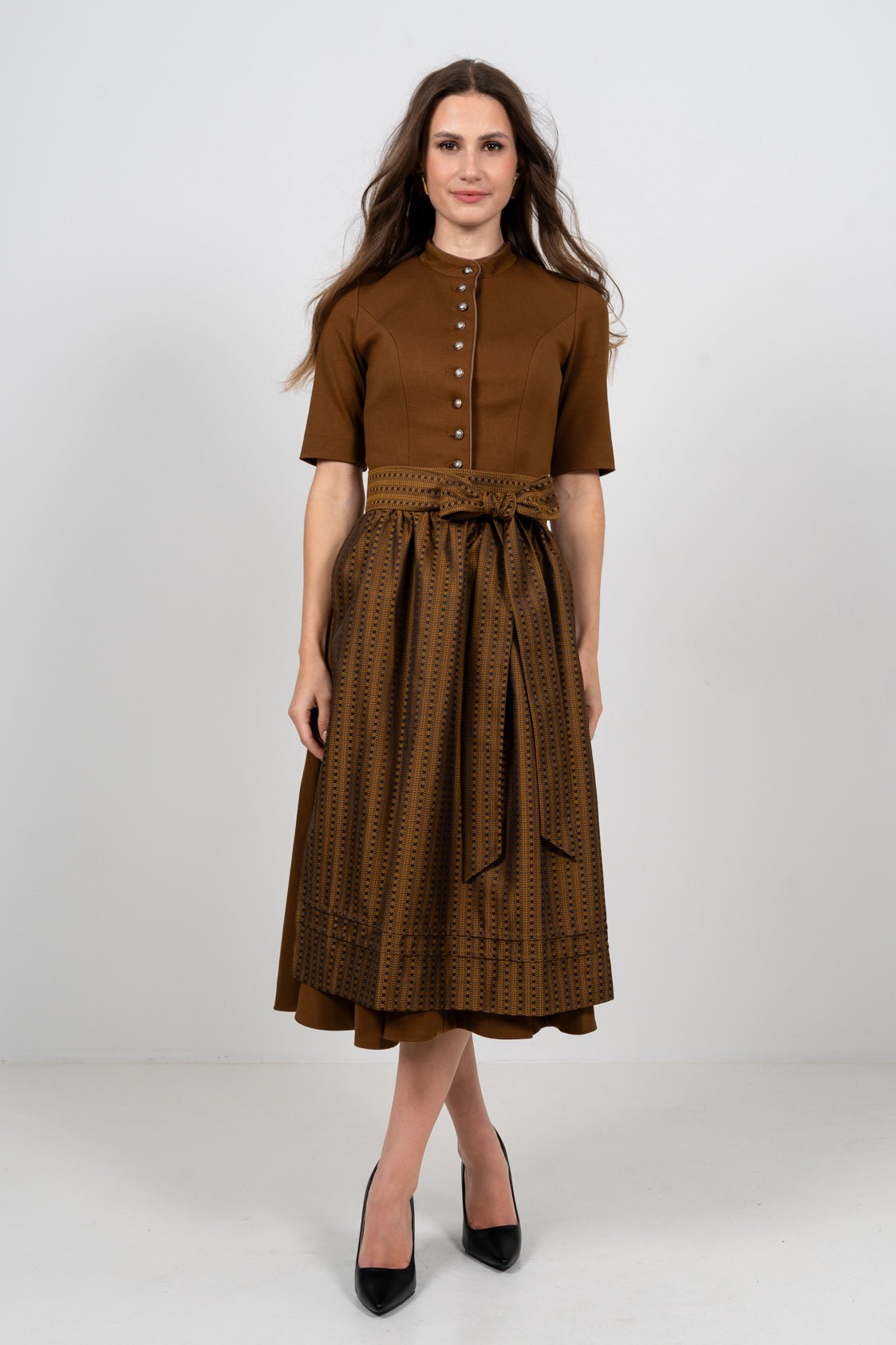 STRETCH DIRNDLKLEID CLASSY STEHKRAGEN 3/4 ARM CAMEL - JAN&INA Trachten