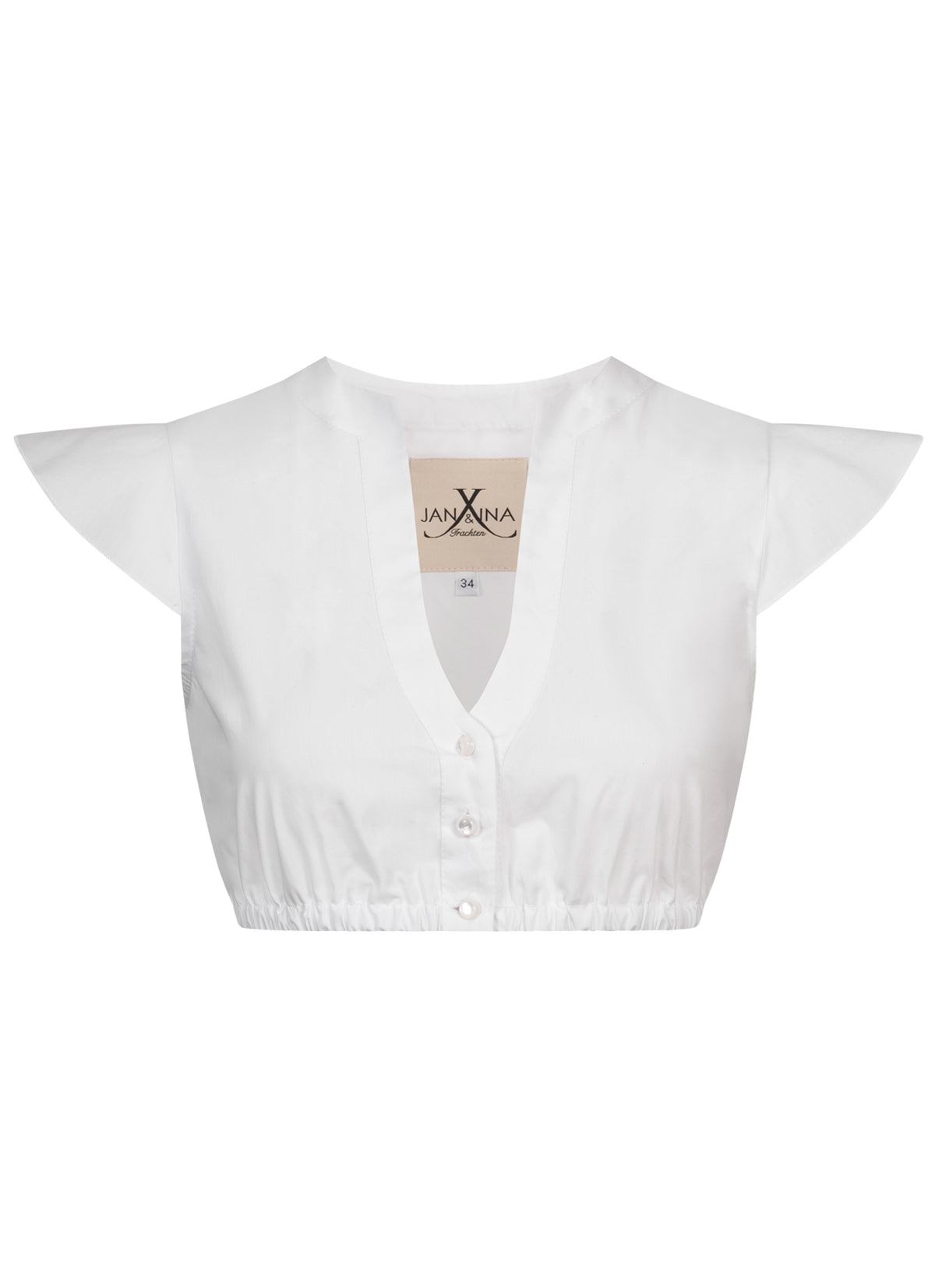 DIRNDLBLUSE CLASSIC RUFFLES WEISS - JAN&INA Trachten