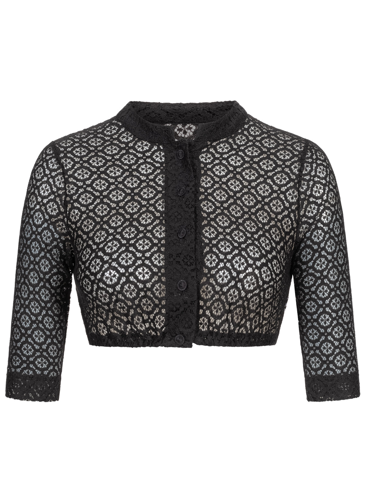 DIRNDLBLUSE FLOWER LACE 3/4 ARM SCHWARZ - JAN&INA Trachten
