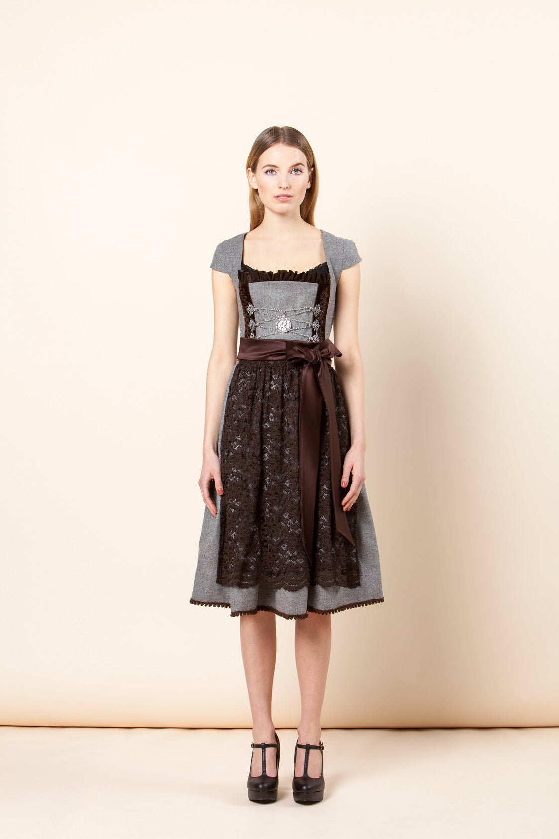 DIRNDL LODEN GRAU/BRAUN - JAN&INA Trachten