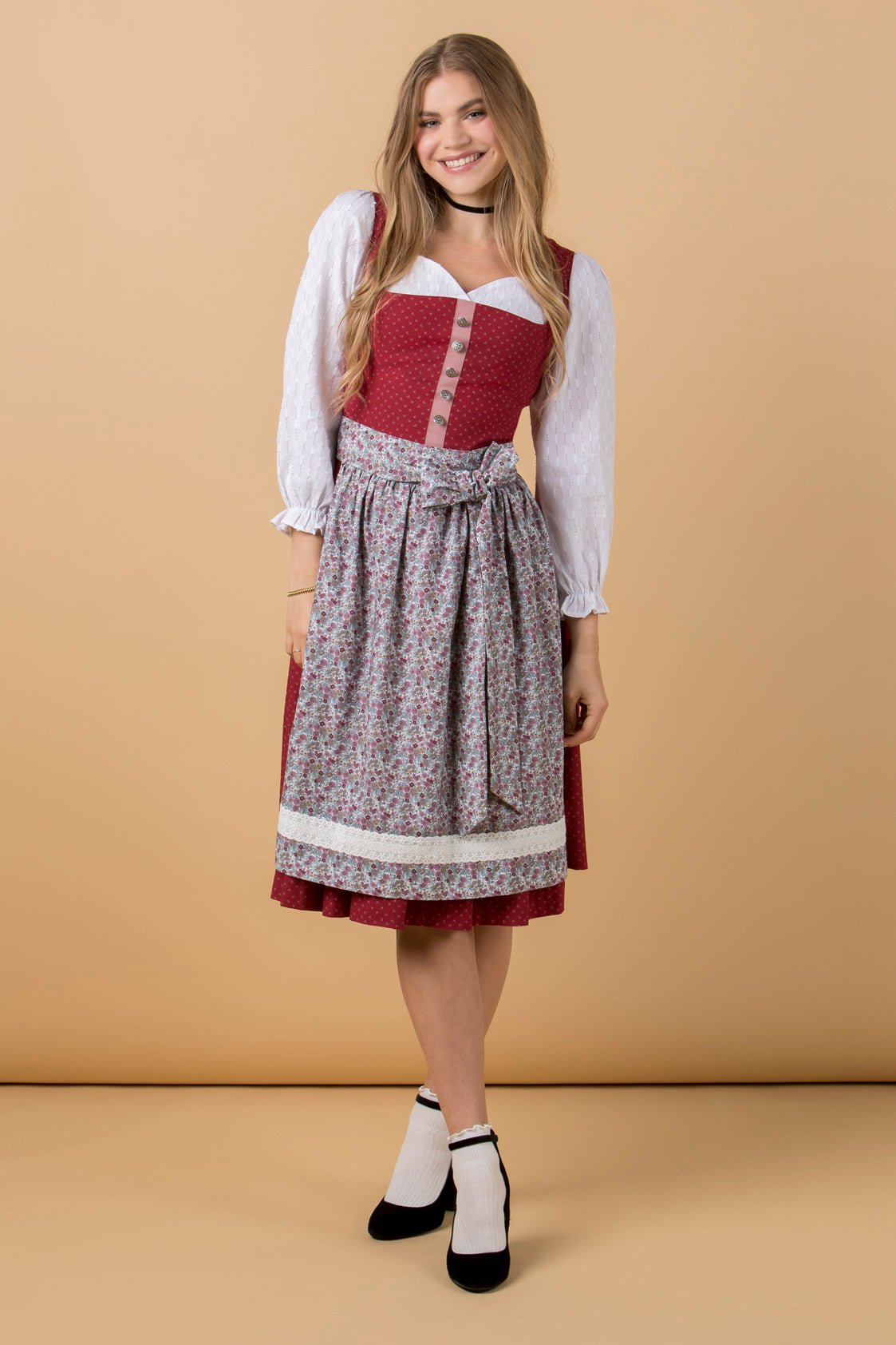 BW DIRNDL VINTAGE FLOWERS BLUTROT - JAN&INA Trachten