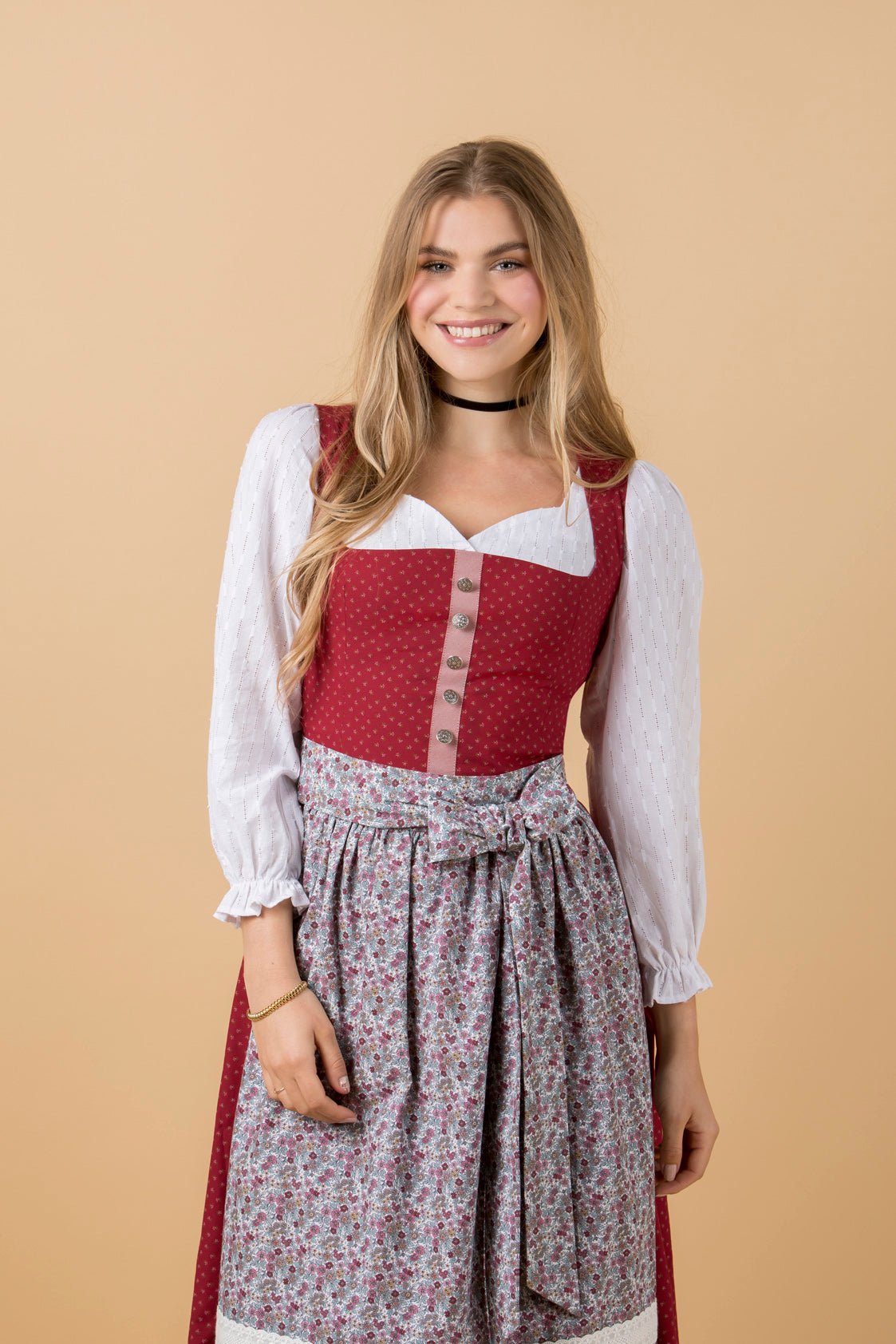DIRNDLBLUSE STRIPED SWEETHEART HERZAUSSCHNITT WEISS - JAN&INA Trachten
