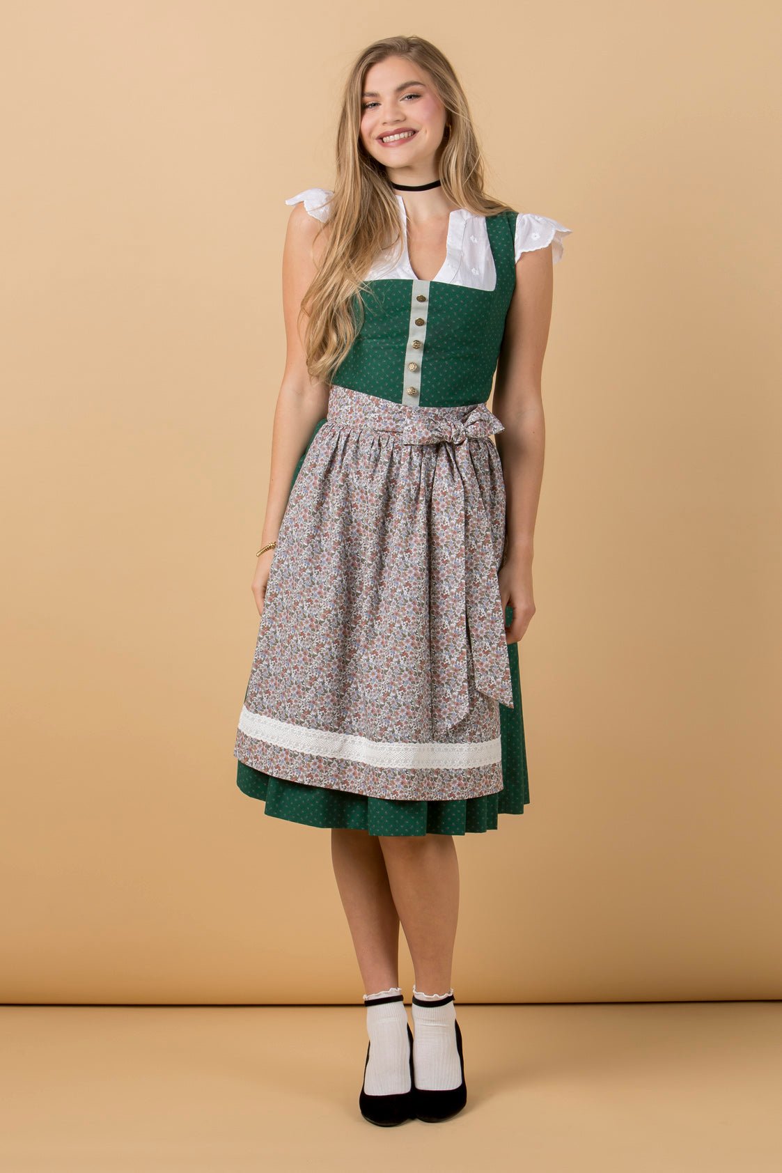 BW DIRNDL VINTAGE FLOWERS SMARAGDGRÜN - JAN&INA Trachten