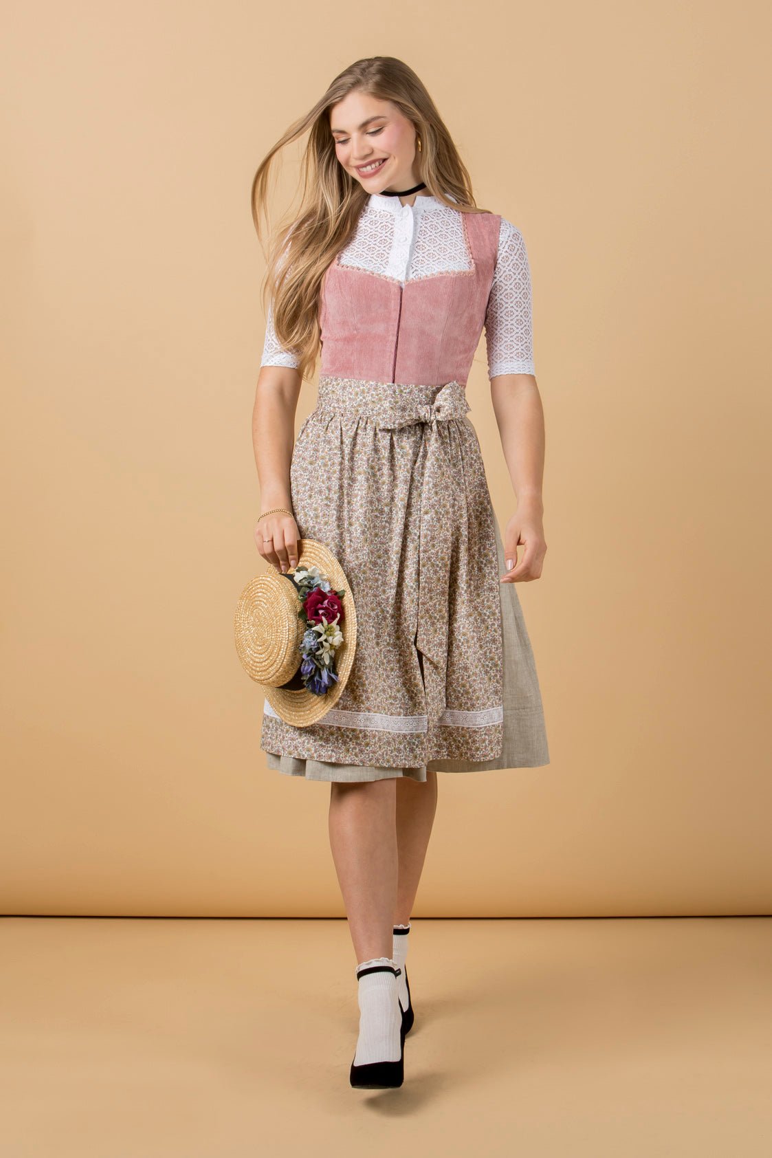 CORD DIRNDL FLORAL PAISLEY ALTROSA/ JADE - JAN&INA Trachten