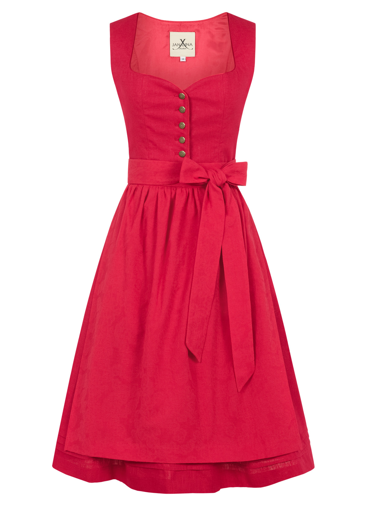 LEINEN DIRNDL MONOCHROME TRADITION TOMATENROT - JAN&INA Trachten