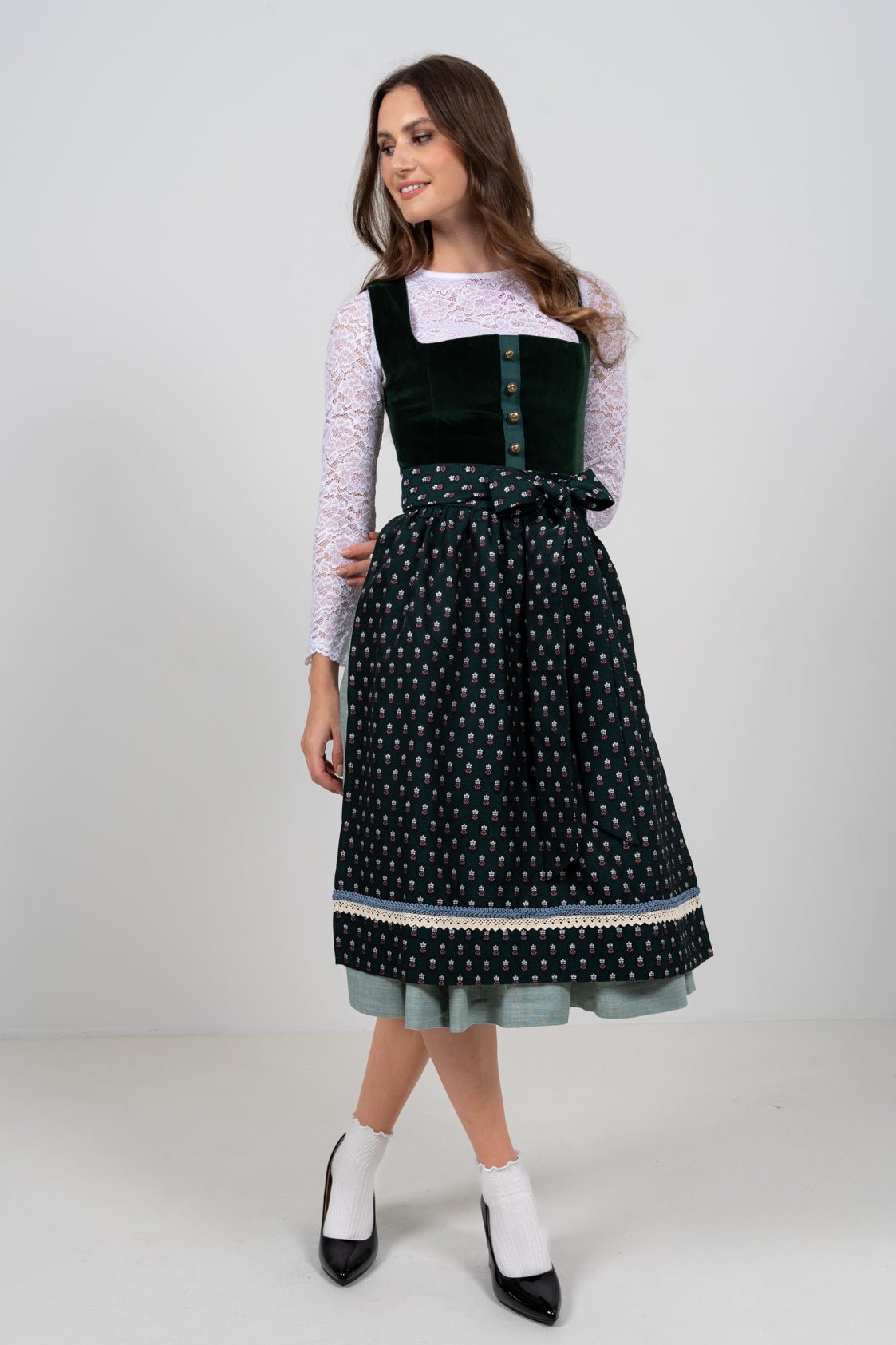 SPITZENOBERTEIL STRETCH FLORALS WEISS - JAN&INA Trachten