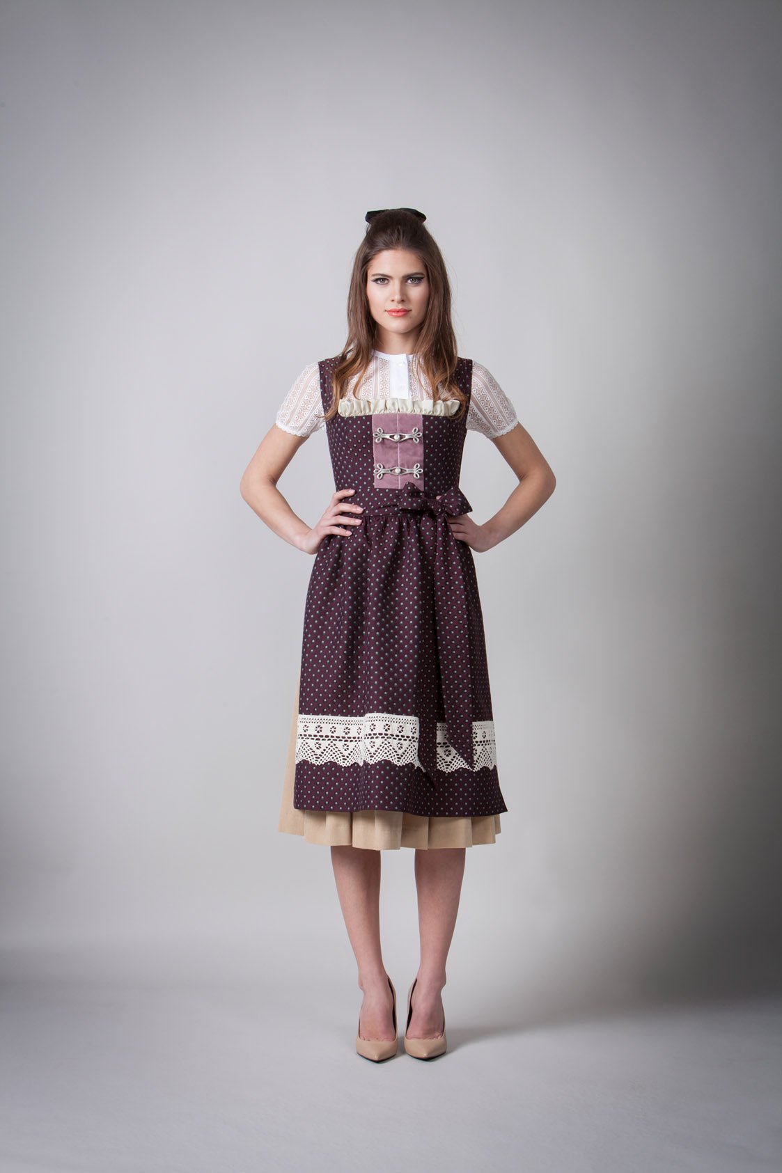 JACQUARD DIRNDL PERGOLA PFLAUME/SAND - JAN&INA Trachten