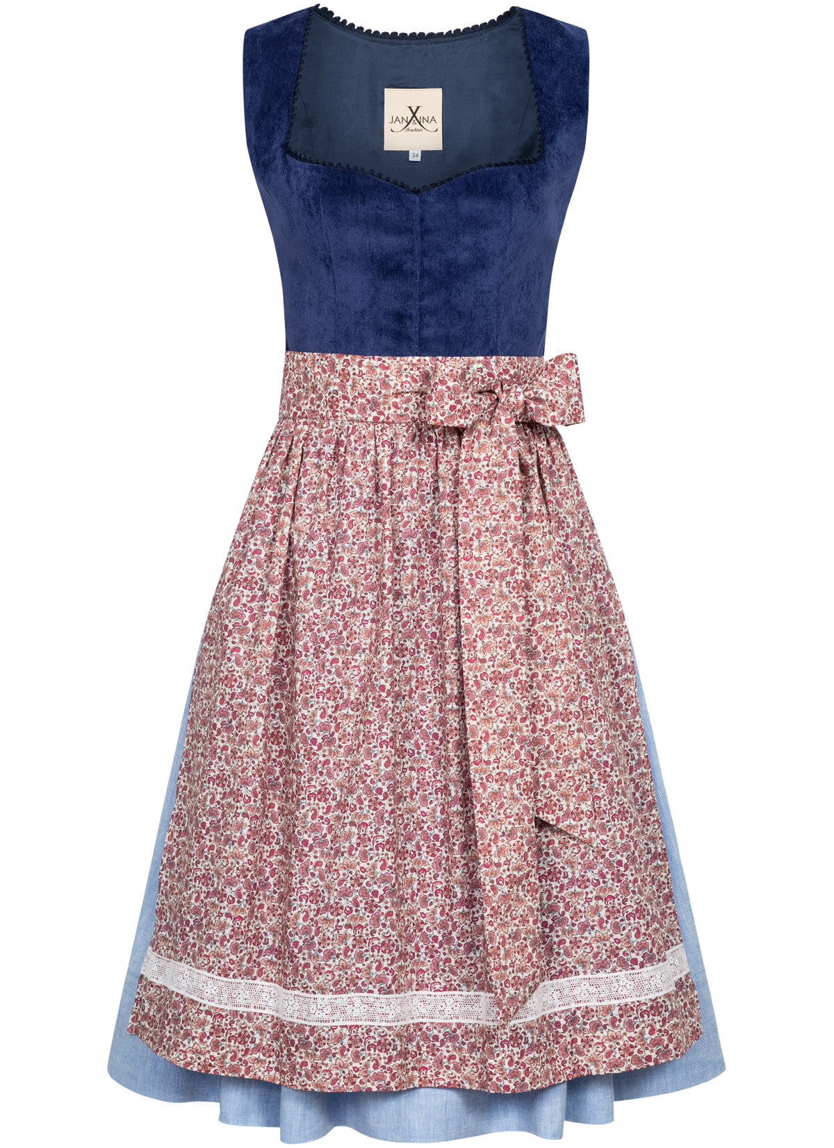 CORD DIRNDL FLORAL PAISLEY SAPHIR/ LICHTBLAU - JAN&INA Trachten