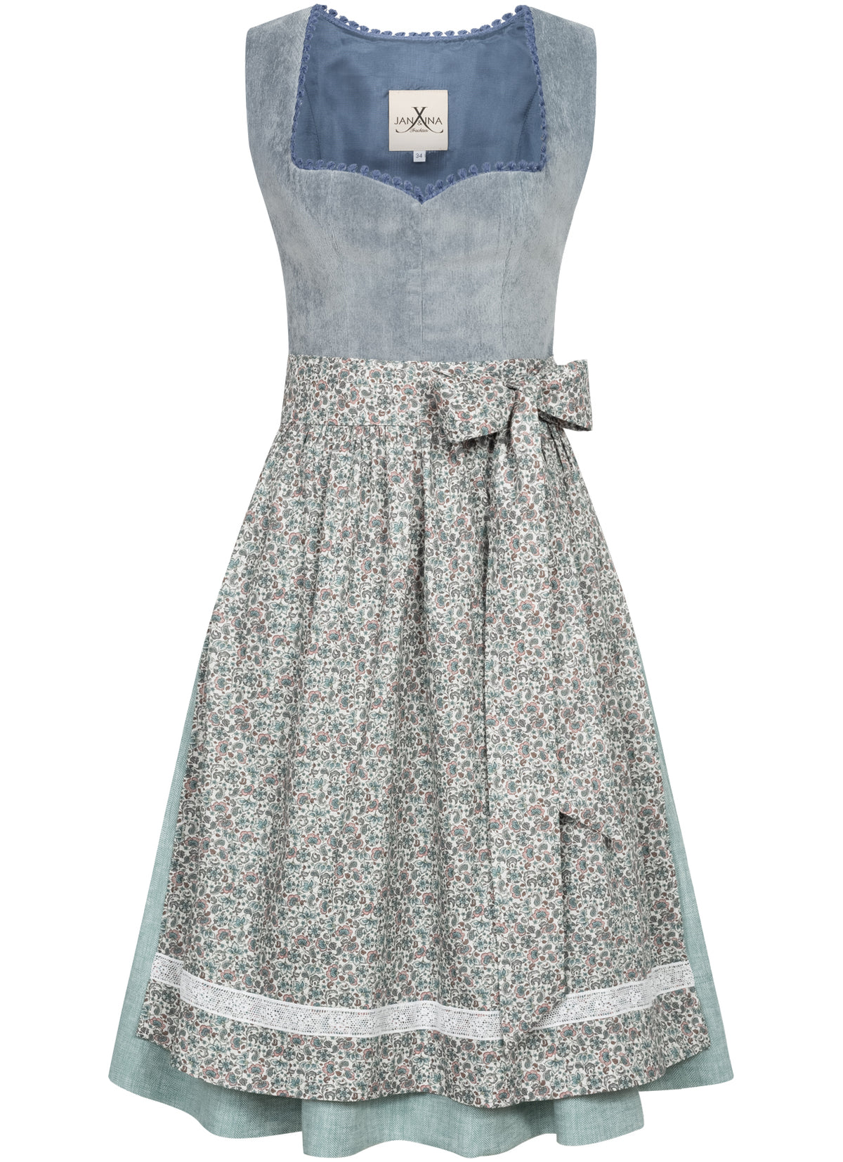 CORD DIRNDL FLORAL PAISLEY RAUCHBLAU/OZEAN - JAN&INA Trachten