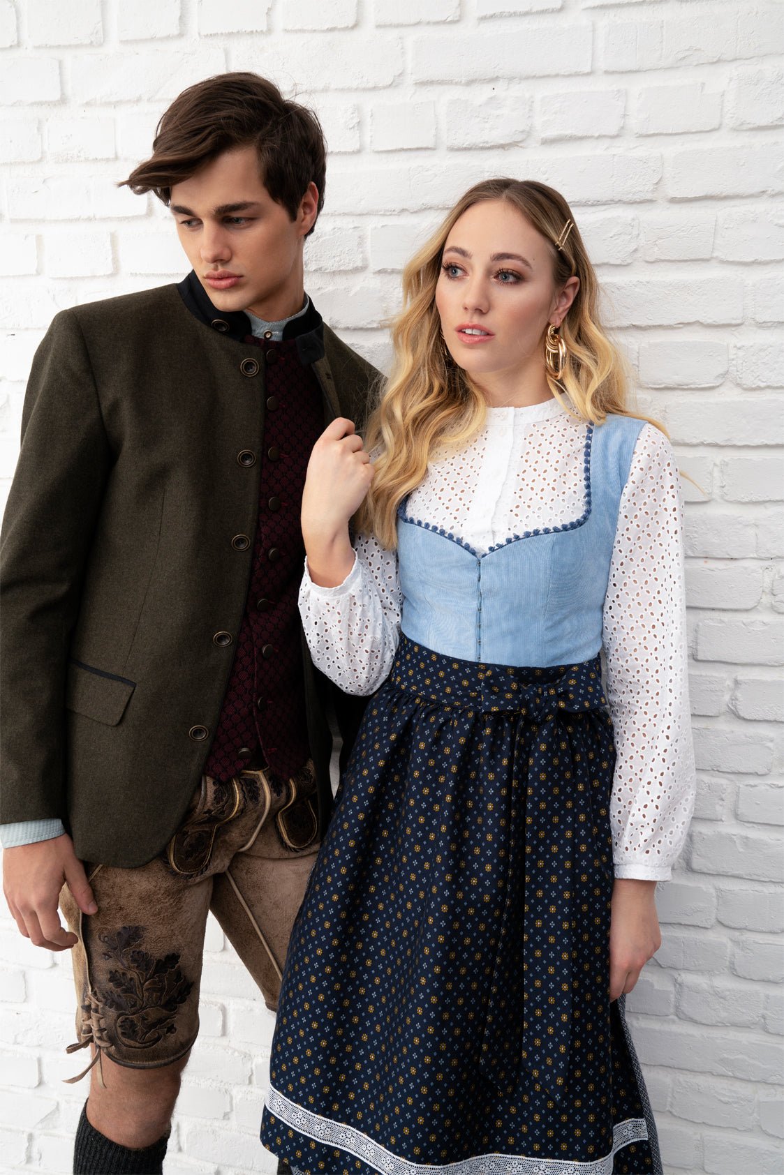 CORD DIRNDL FLORAL DOTS HELLBLAU/ HONIG - JAN&INA Trachten