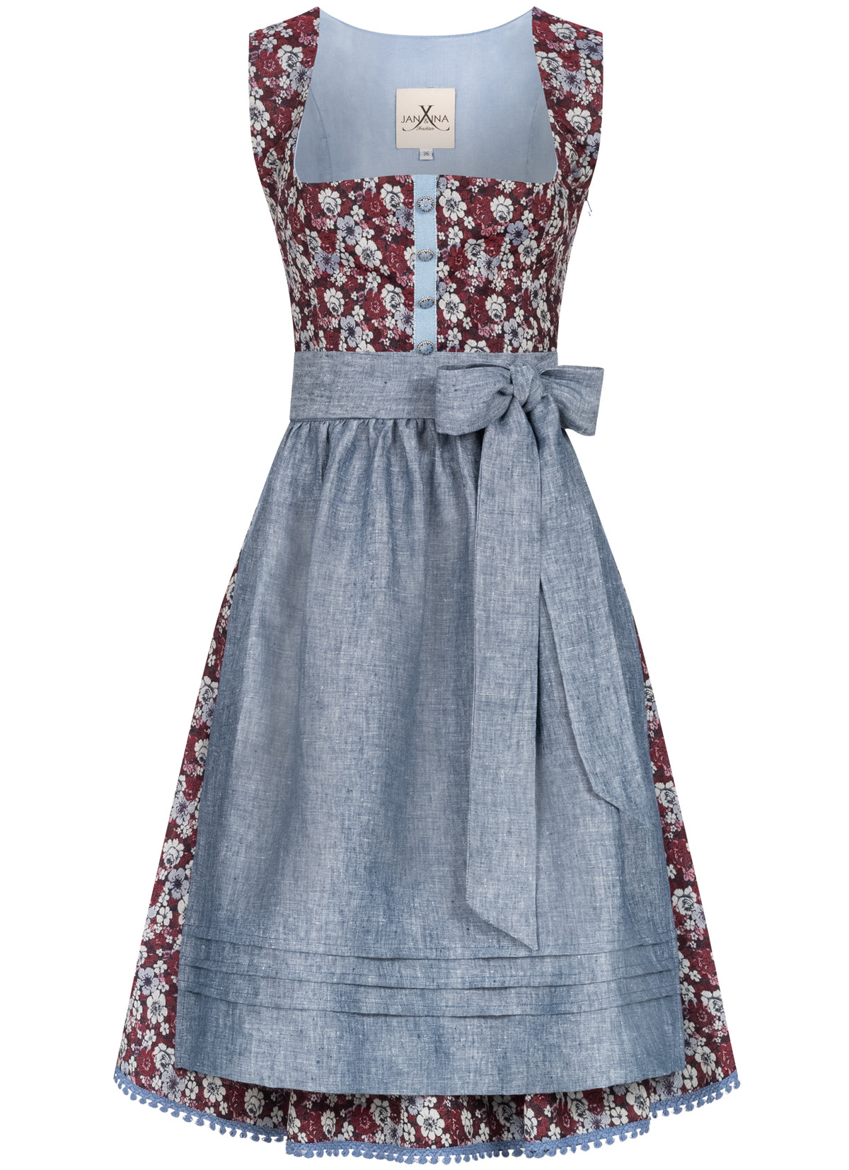 DIRNDL VINTAGE GOBELIN FLOWERS TAUBENBLAU/ MOHN - JAN&INA Trachten