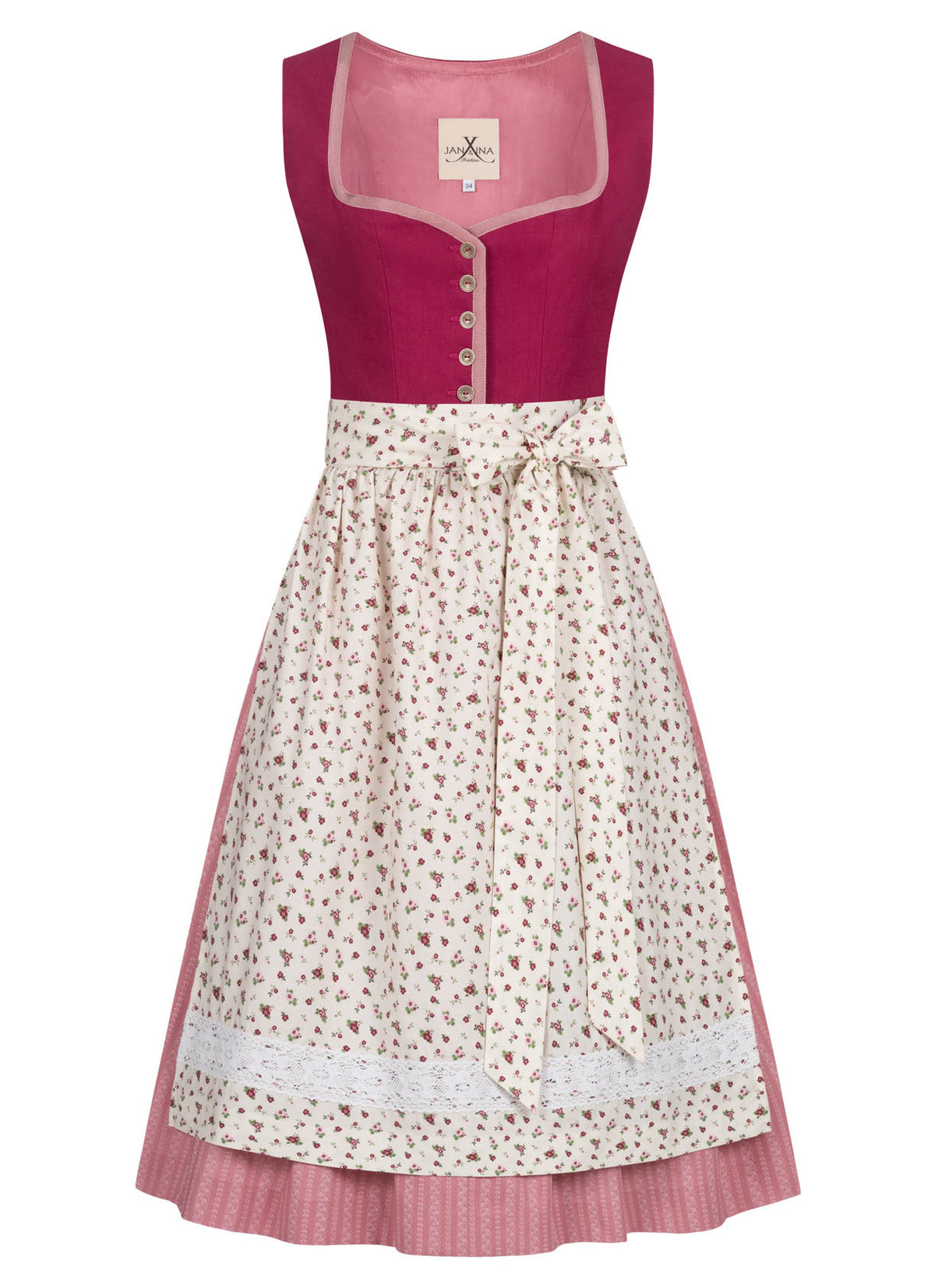 LEINEN DIRNDL MILLE FLEUR KIRSCHE - JAN&INA Trachten