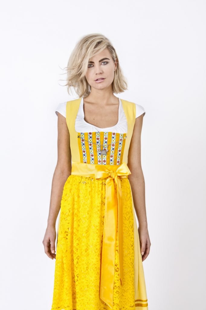 LEINEN DIRNDL TRADITIONAL GELB 65cm - JAN&INA Trachten