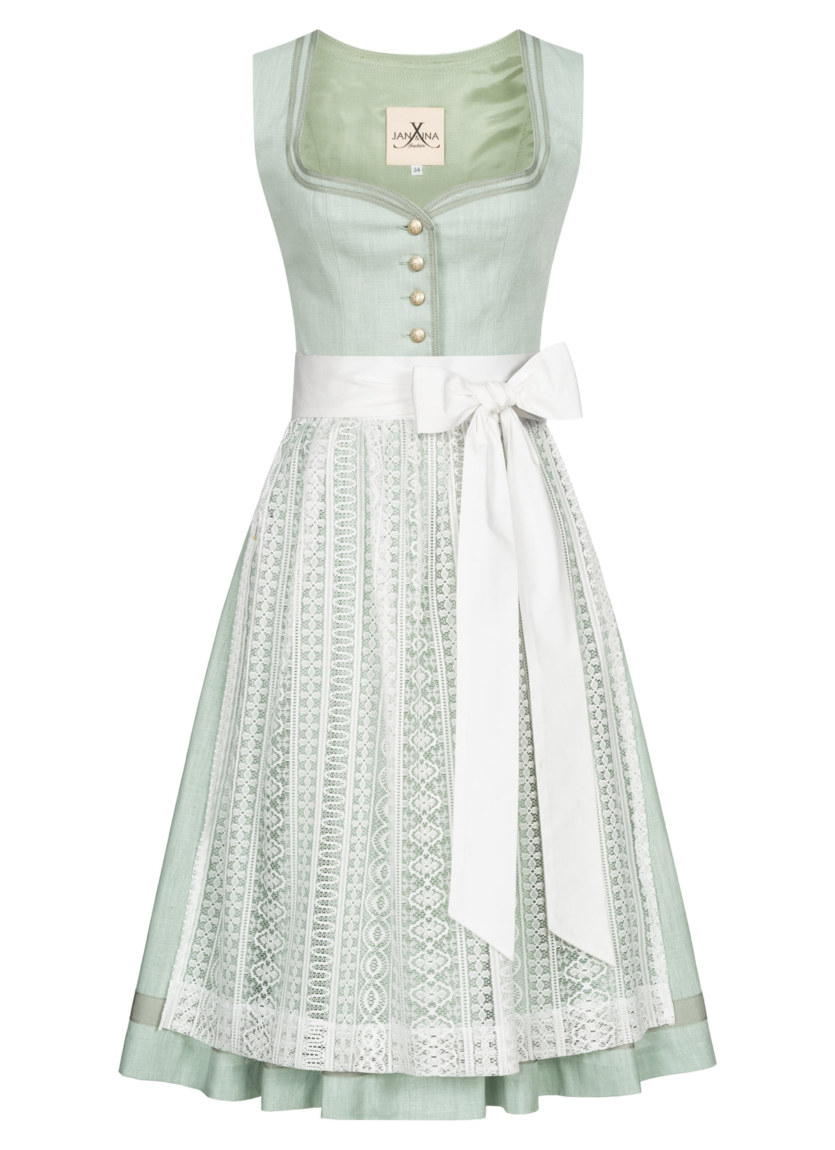 LEINEN HOCHZEITSDIRNDL MONOCHROME LOVE SALBEI - JAN&INA Trachten