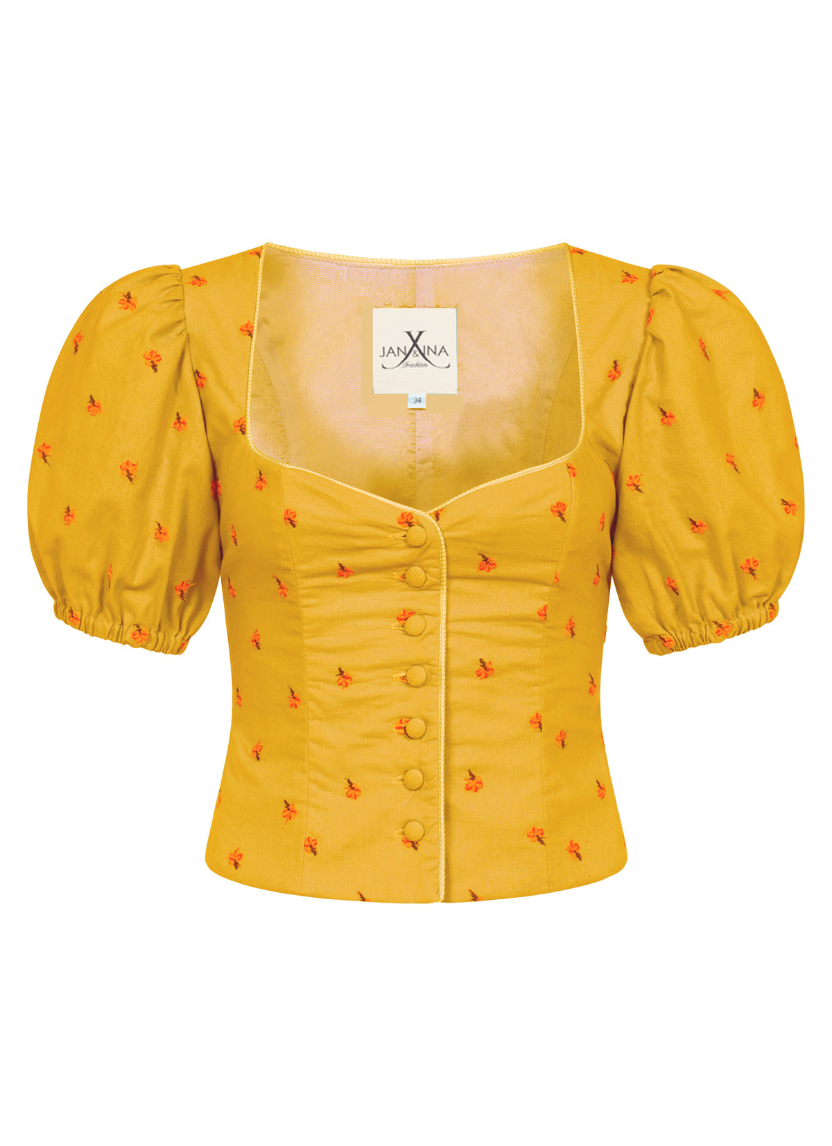TRACHTENMIEDER LEINEN FLORAL EMBROIDERY SENF - JAN&INA Trachten