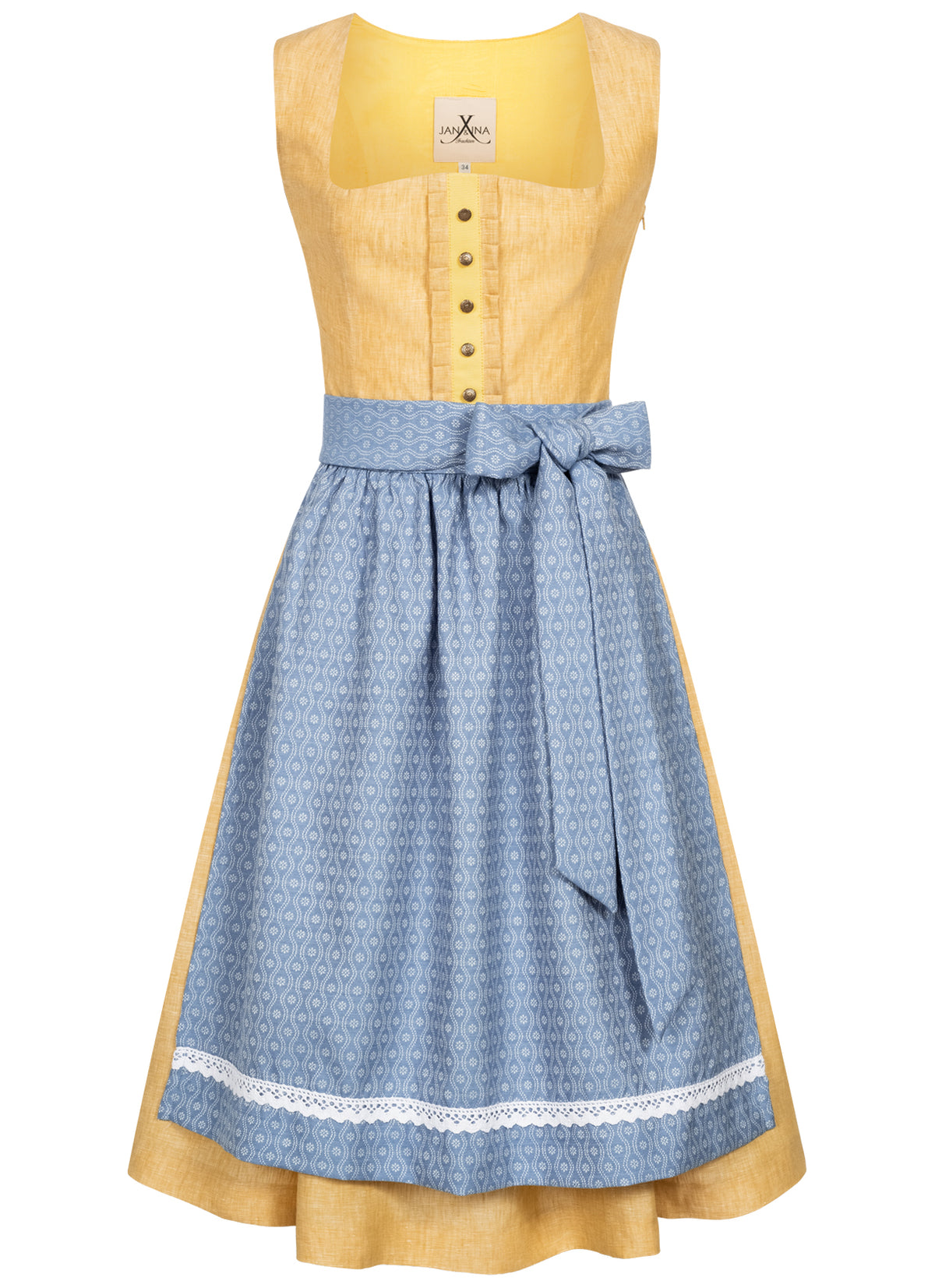 LEINEN DIRNDL TRADITIONAL GELB/ PAZIFIK - JAN&INA Trachten