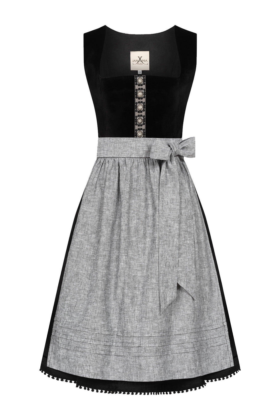 SAMT - JACQUARD DIRNDL SCHWARZ/ BETON - JAN&INA Trachten
