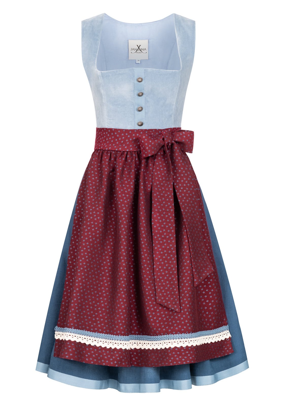 SAMT - JACQUARD DIRNDL KORNBLUME/ GRANAT - JAN&INA Trachten