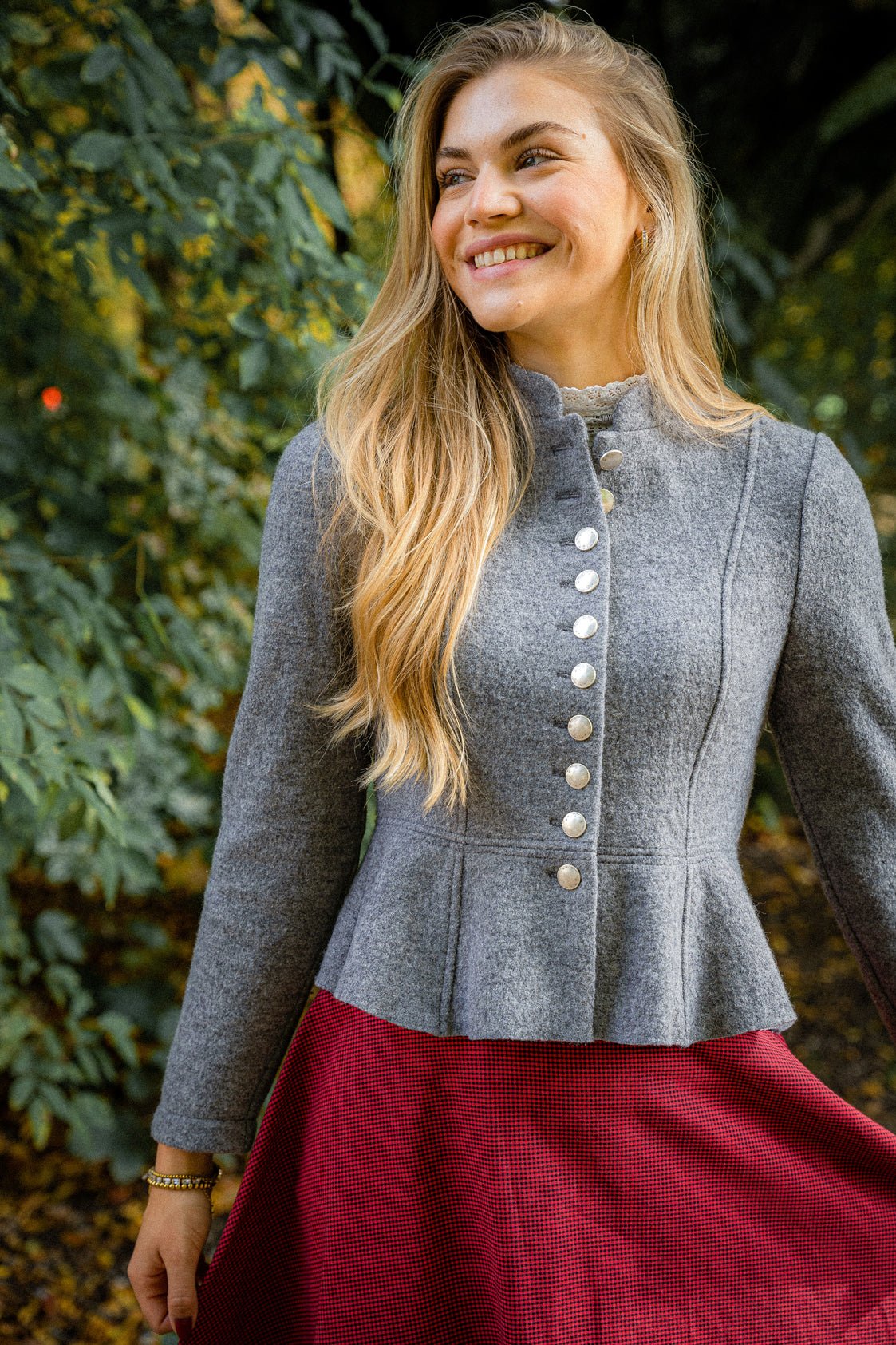 STEHKRAGEN BLAZER VINTAGE WALKLODEN GRAU MELANGE - JAN&INA Trachten