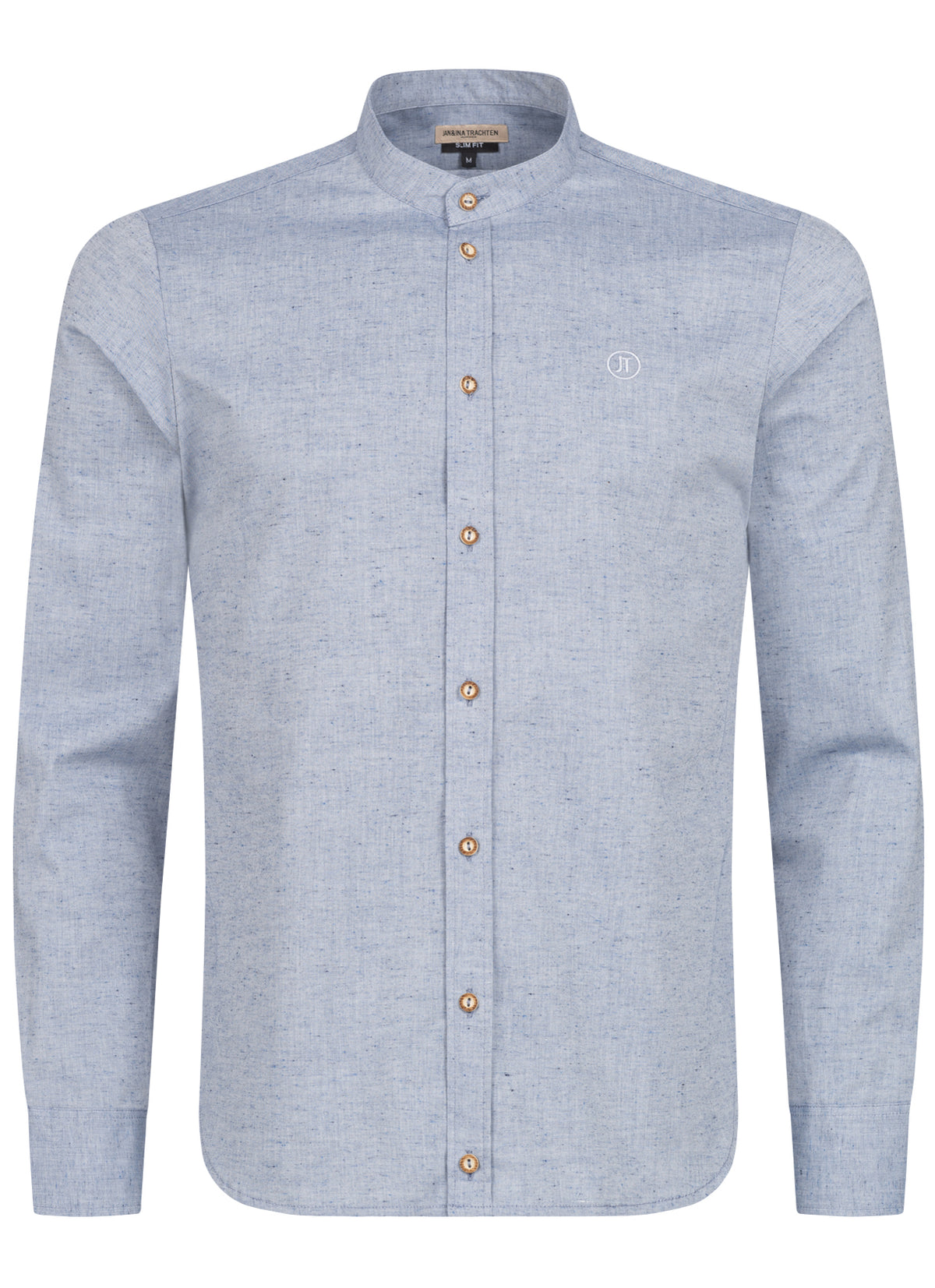 TRACHTENHEMD SLIMFIT UNI BLAU MELANGE - JAN&INA Trachten