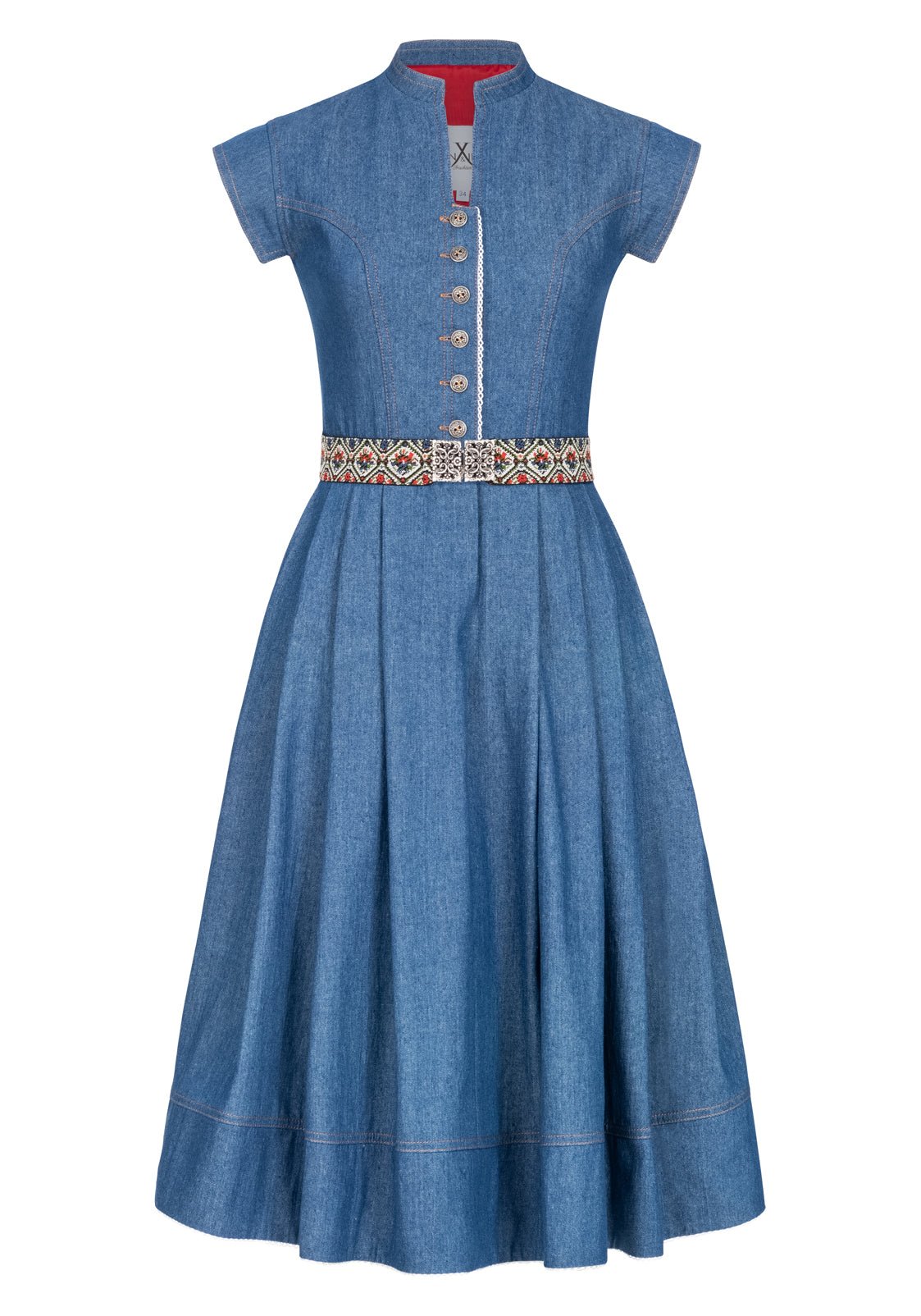 JEANS DIRNDLKLEID MITTELBLAU/ ROT - JAN&INA Trachten