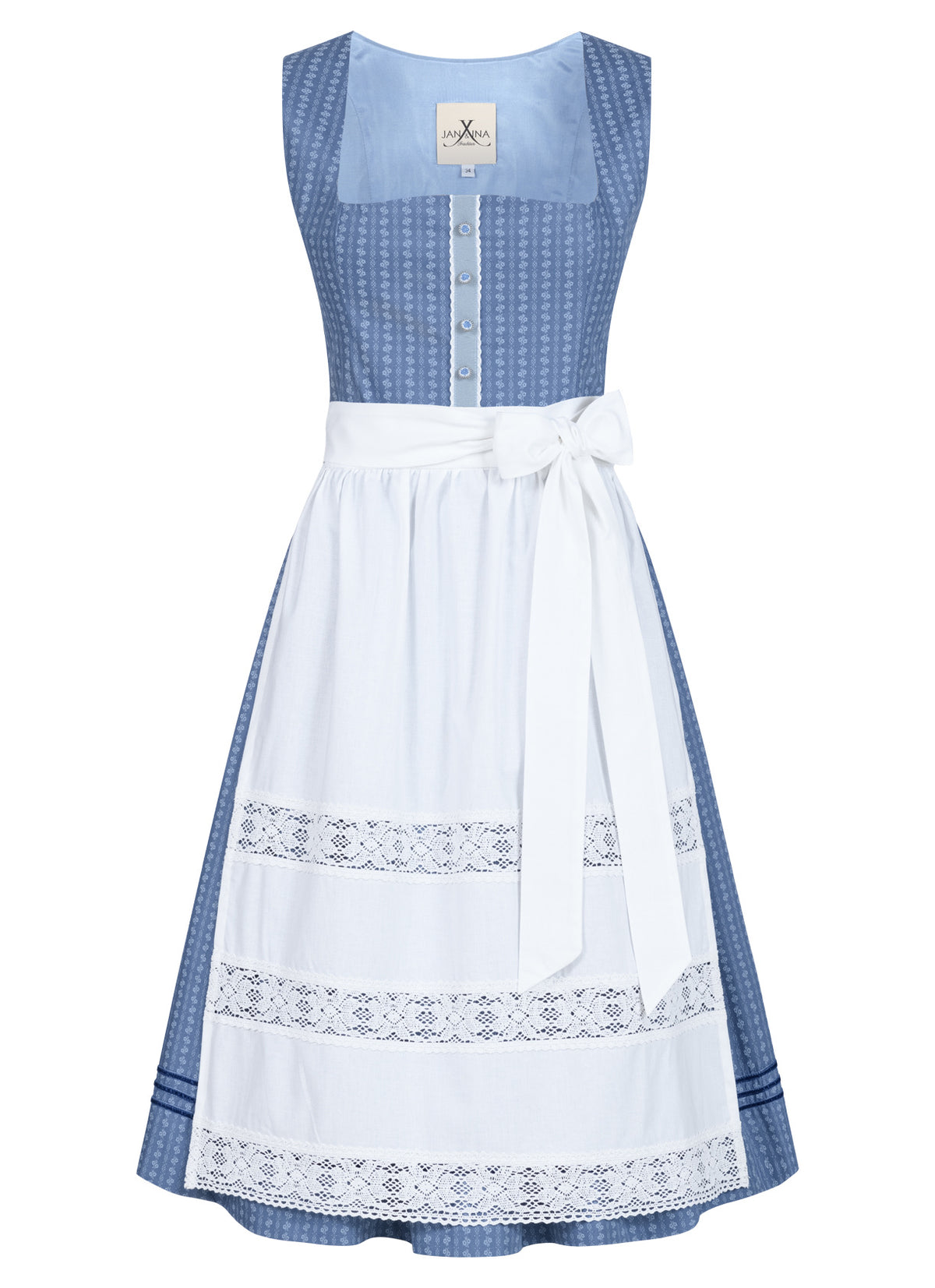 BW DIRNDL VINTAGE STRIPED FLOWER TAUBENBLAU - JAN&INA Trachten