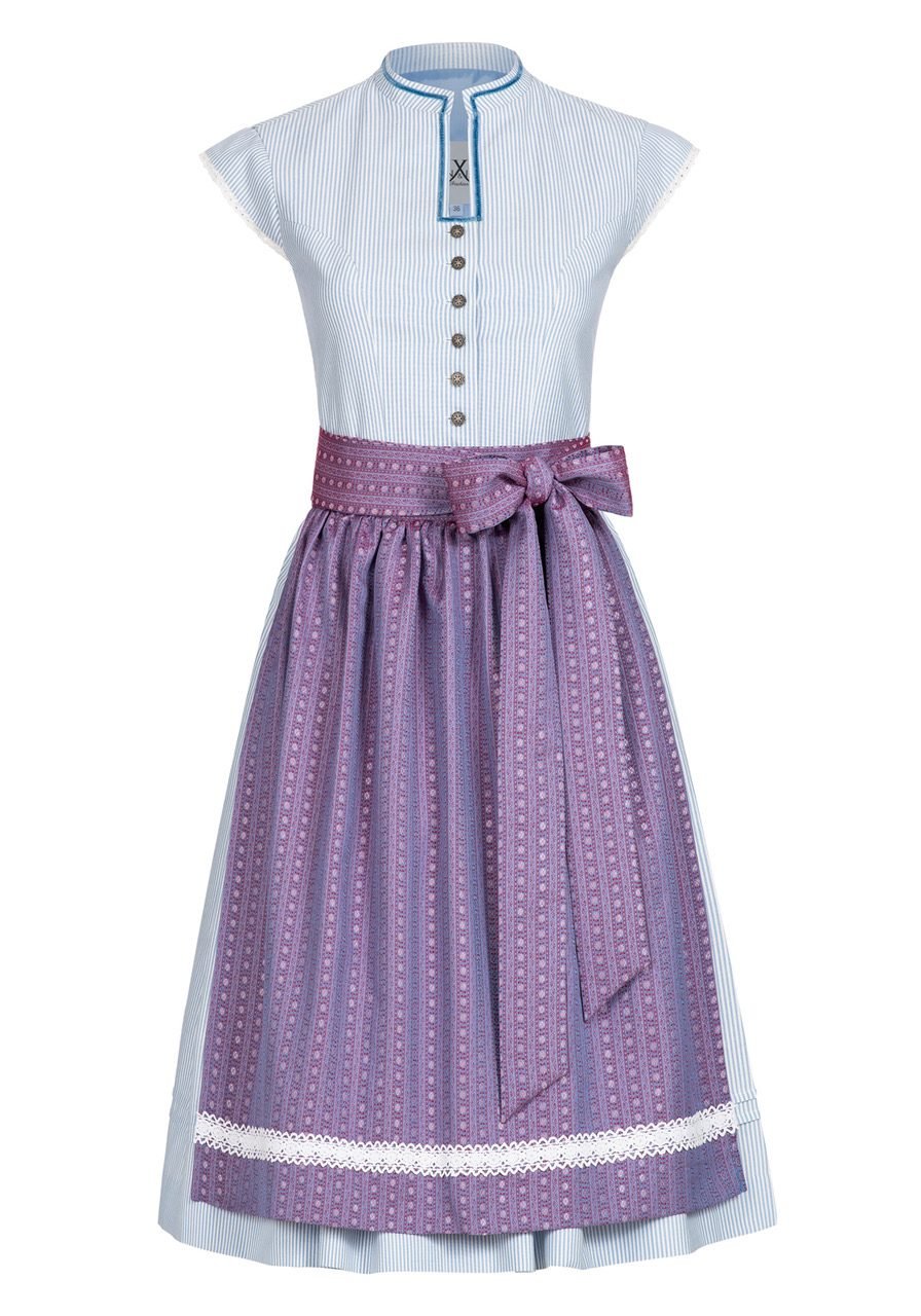 BW DIRNDLKLEID FLORAL STRIPES HIMMELBLAU/VIOLETT - JAN&INA Trachten