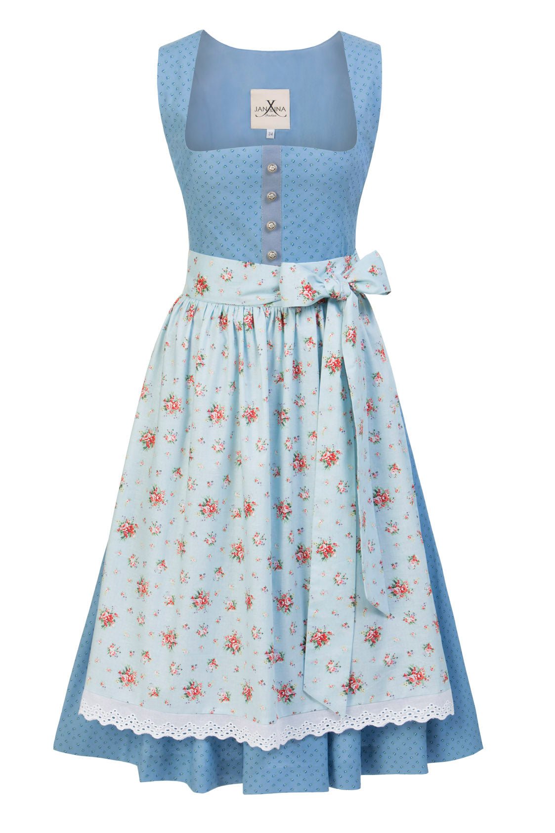 BW DIRNDL VINTAGE FLOWERS PASTELLBLAU - JAN&INA Trachten
