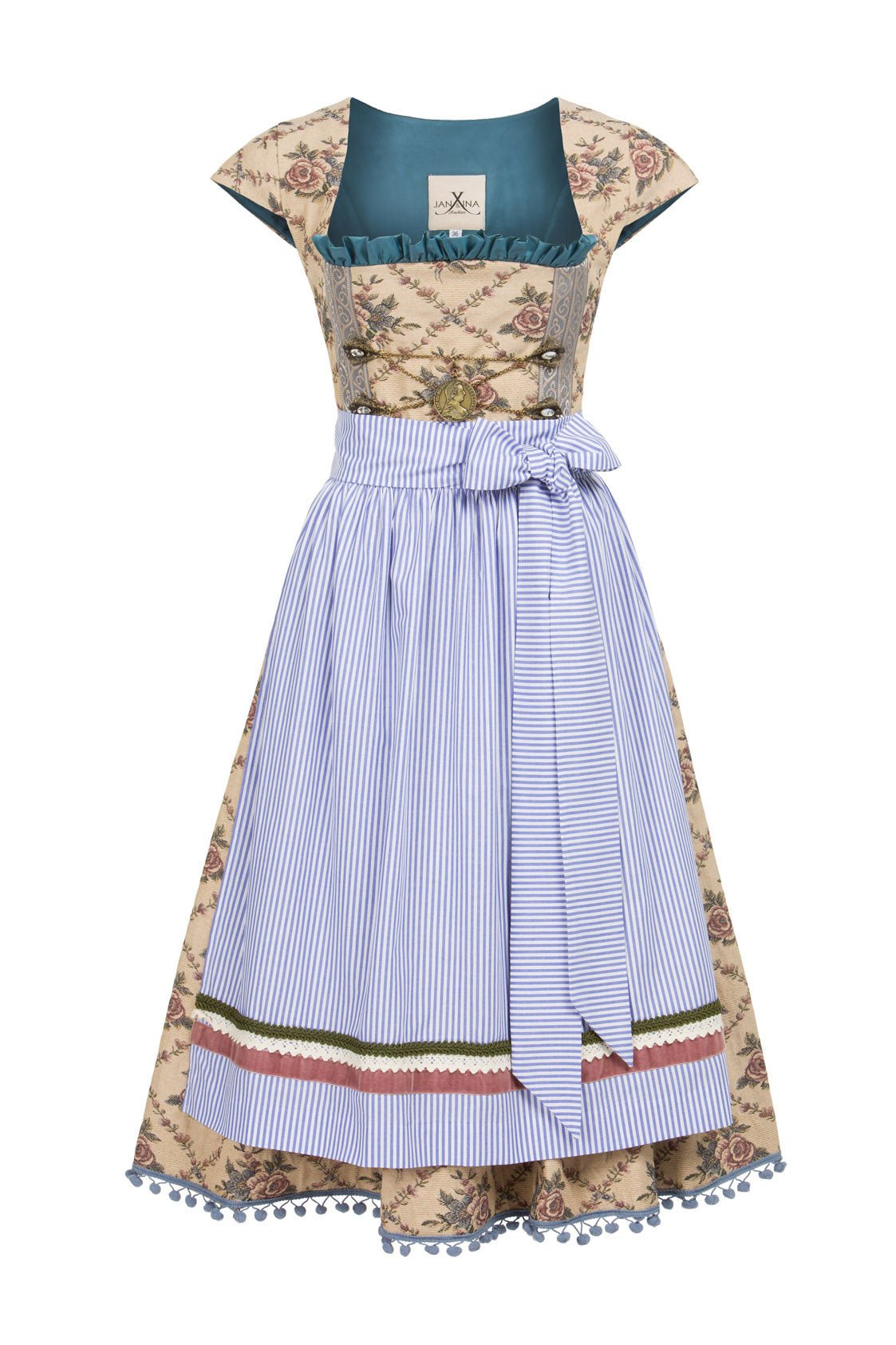 DIRNDL VINTAGE GOBELIN CREME/ HELLBLAU - JAN&INA Trachten