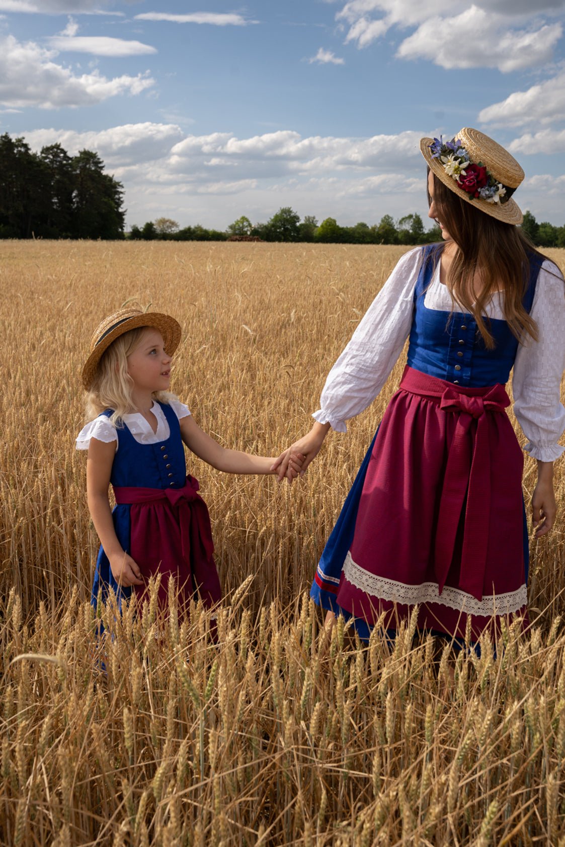 MINI ME - LEINENDIRNDL LIMITED EDITION 2023 TRADITION ENZIAN/ ROT - JAN&INA Trachten