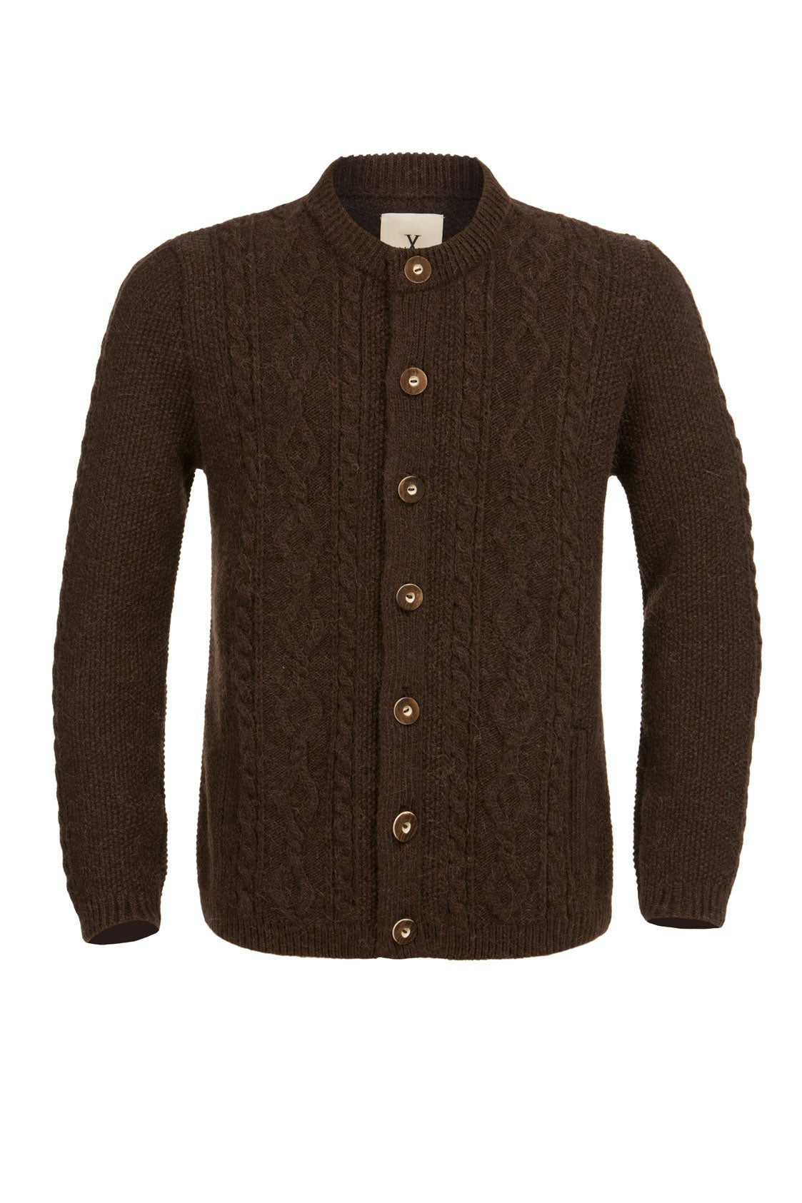 STRICKJACKE HALODRI VINTAGE MIT ZOPF BRAUN - JAN&INA Trachten