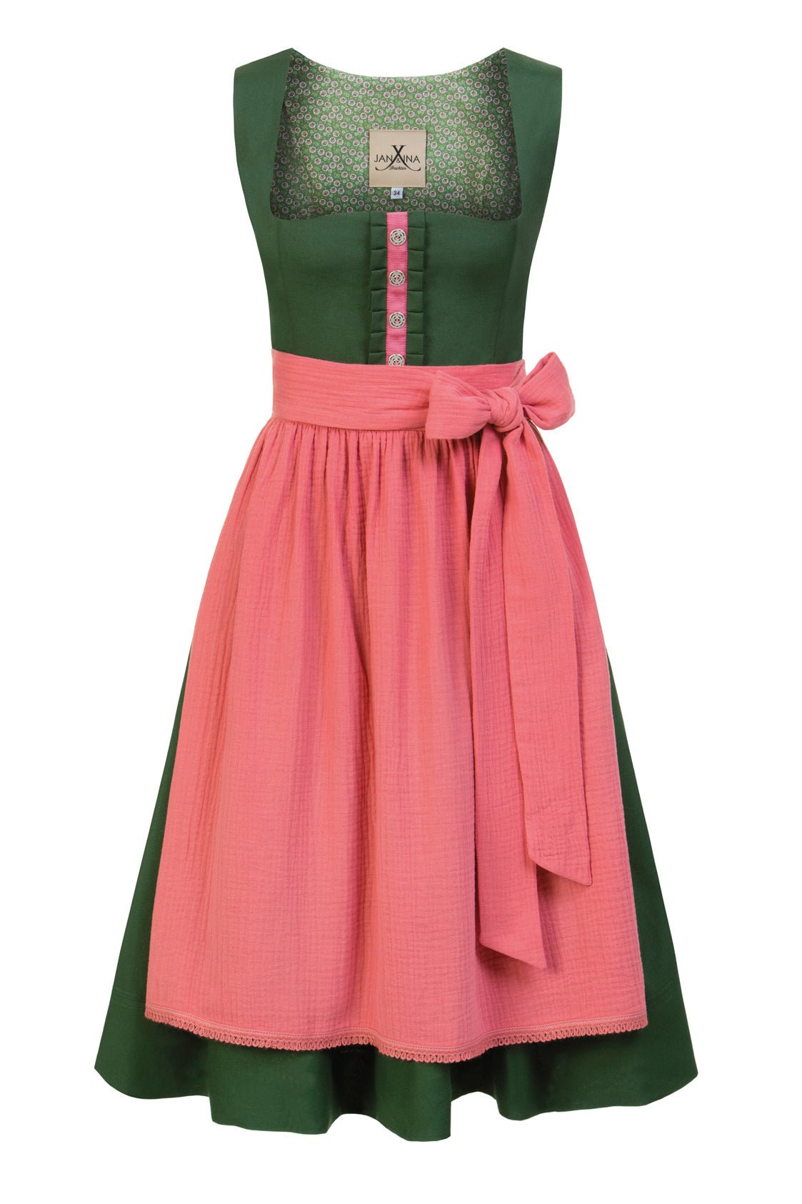 LEINEN DIRNDL TRADITIONAL TANNE/LACHS - JAN&INA Trachten
