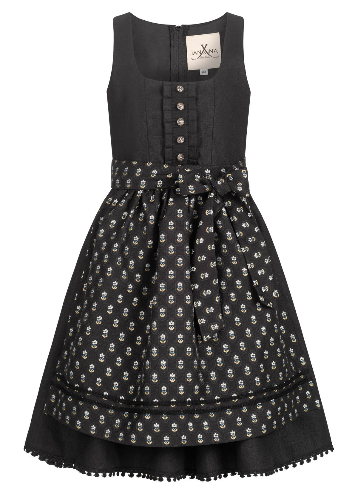 KINDER LEINEN DIRNDL MONACO SCHWARZ - JAN&INA Trachten