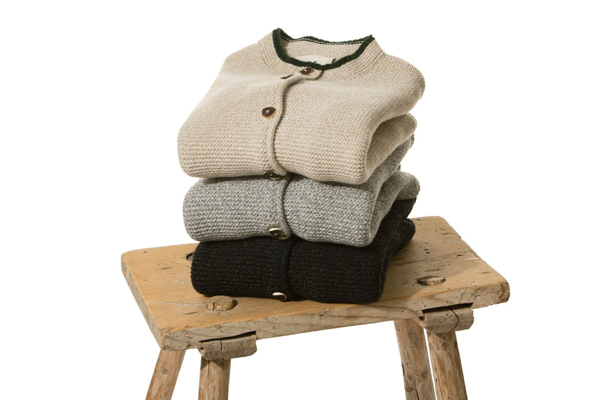 STRICKJACKE PETER MIT STEHKRAGEN ANTHRAZIT/ GRAU - JAN&INA Trachten