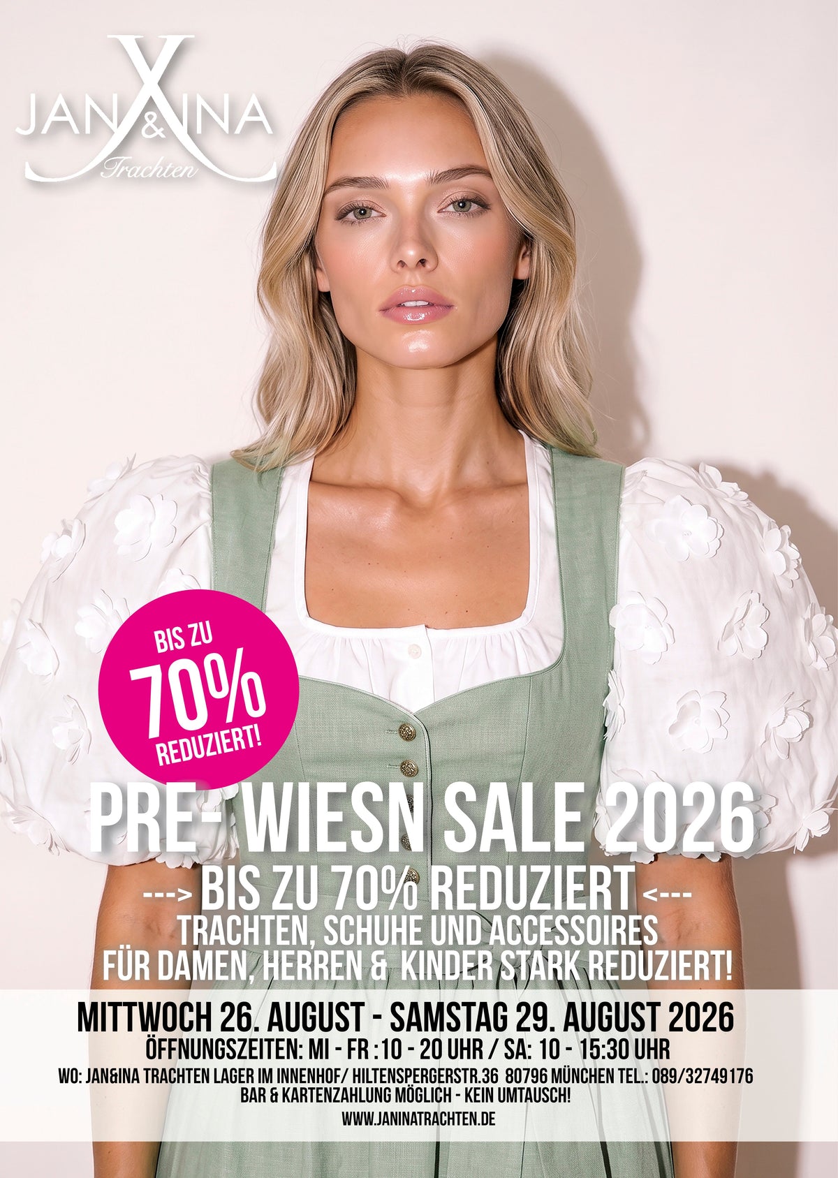 DER GROSSE PRE- WIESN SALE VON JAN&INA TRACHTEN IM AUGUST 2026 - JAN&INA Trachten