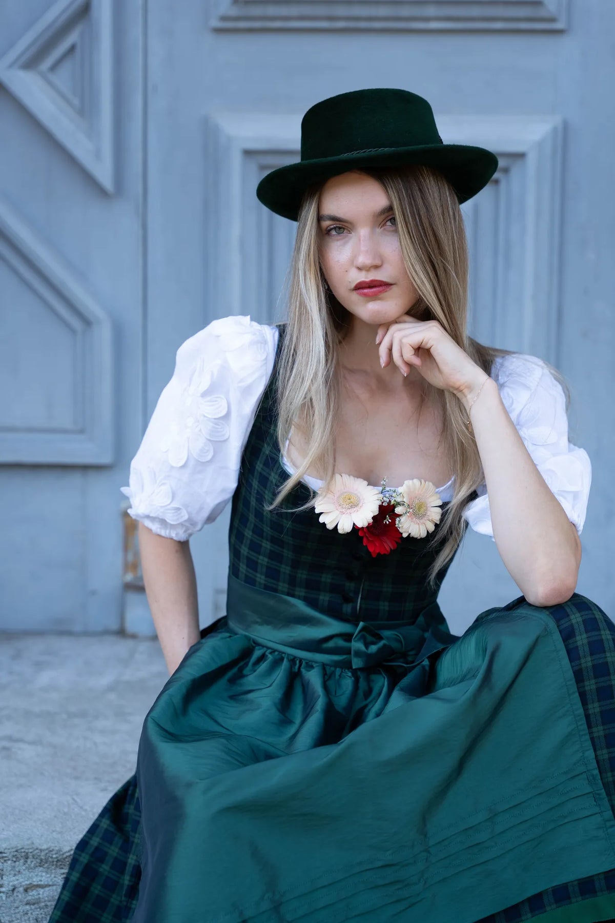 KARO DIRNDL TARTAN LOVE DUNKELBLAU/ TANNENGRÜN - JAN&INA Trachten
