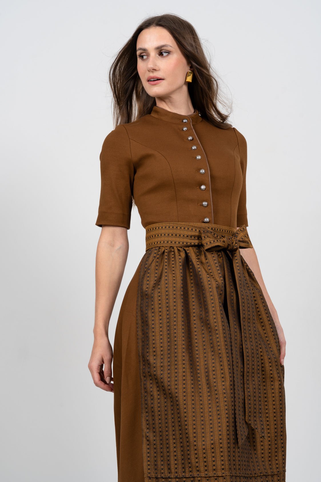 STRETCH DIRNDLKLEID CLASSY STEHKRAGEN 3/4 ARM CAMEL - JAN&INA Trachten