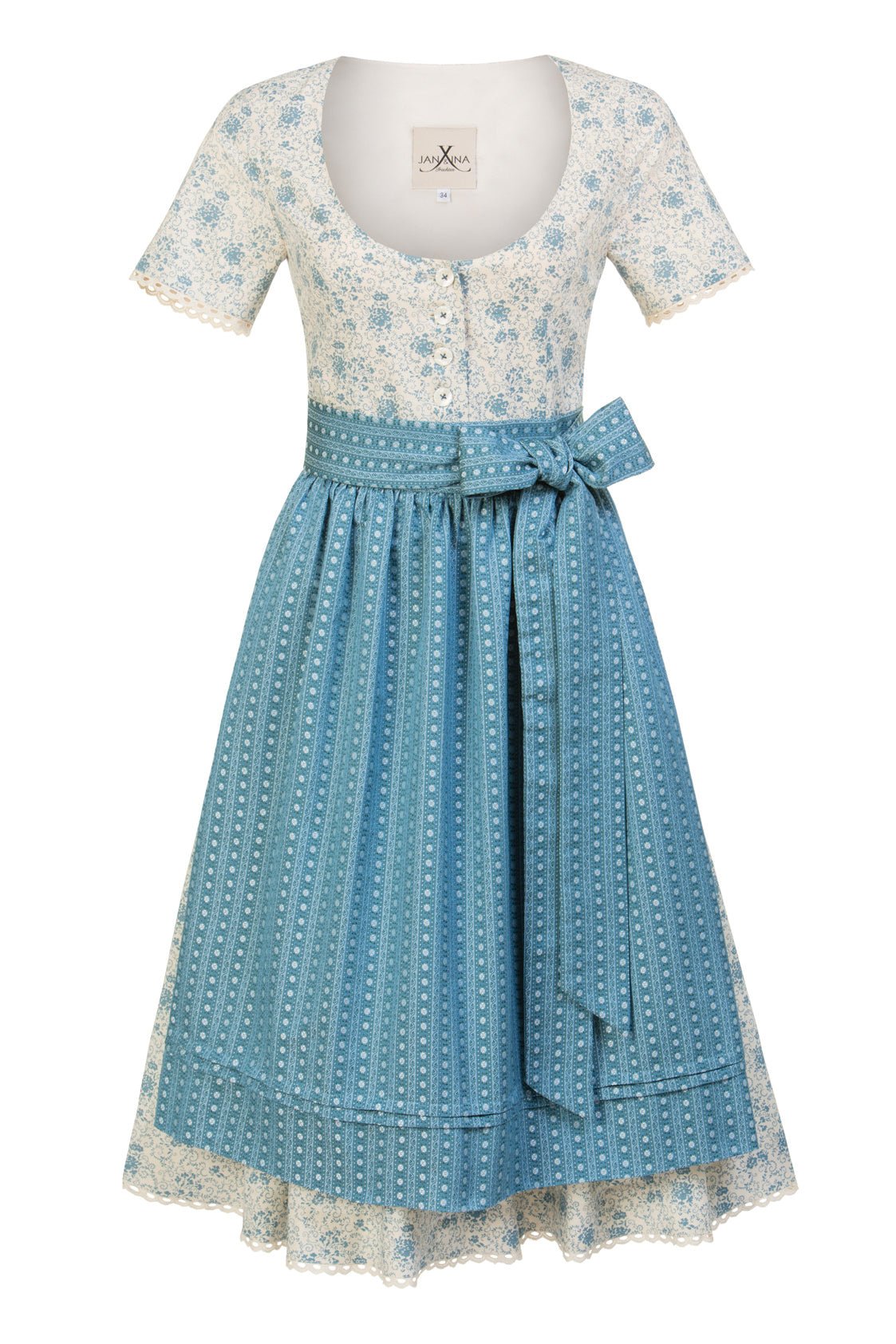 BAUMWOLL- TRADITIONSDIRNDL BLAU - JAN&INA Trachten
