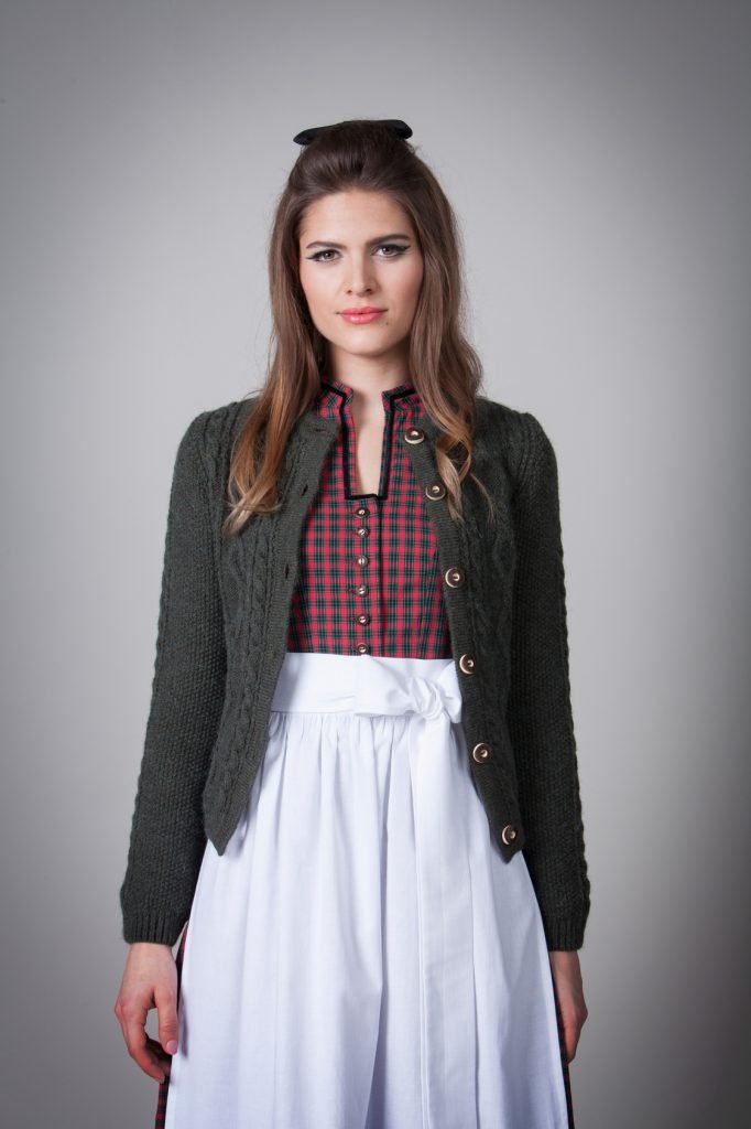 STRICKJACKE VINTAGE MIT ZOPF OLIV - JAN&INA Trachten