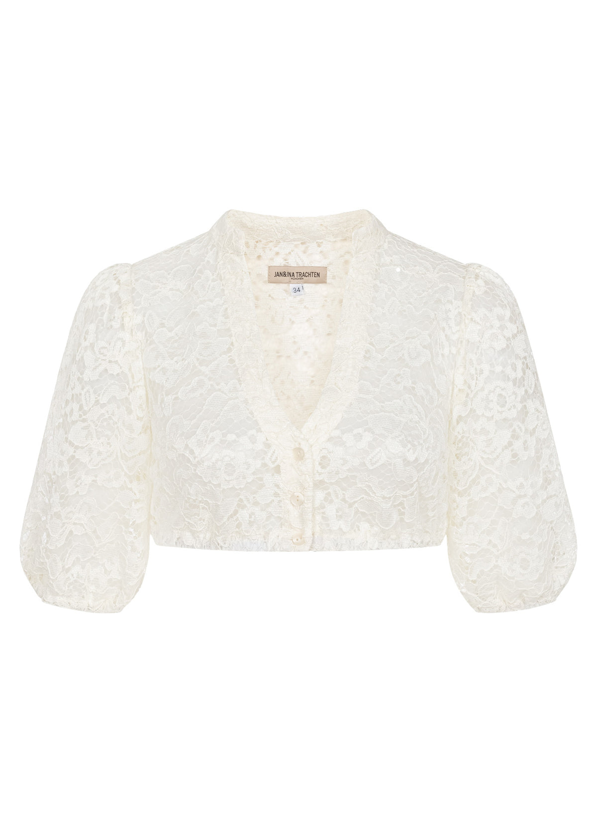DIRNDLBLUSE PUFFÄRMEL FLOWER LACE CREME - JAN&INA Trachten