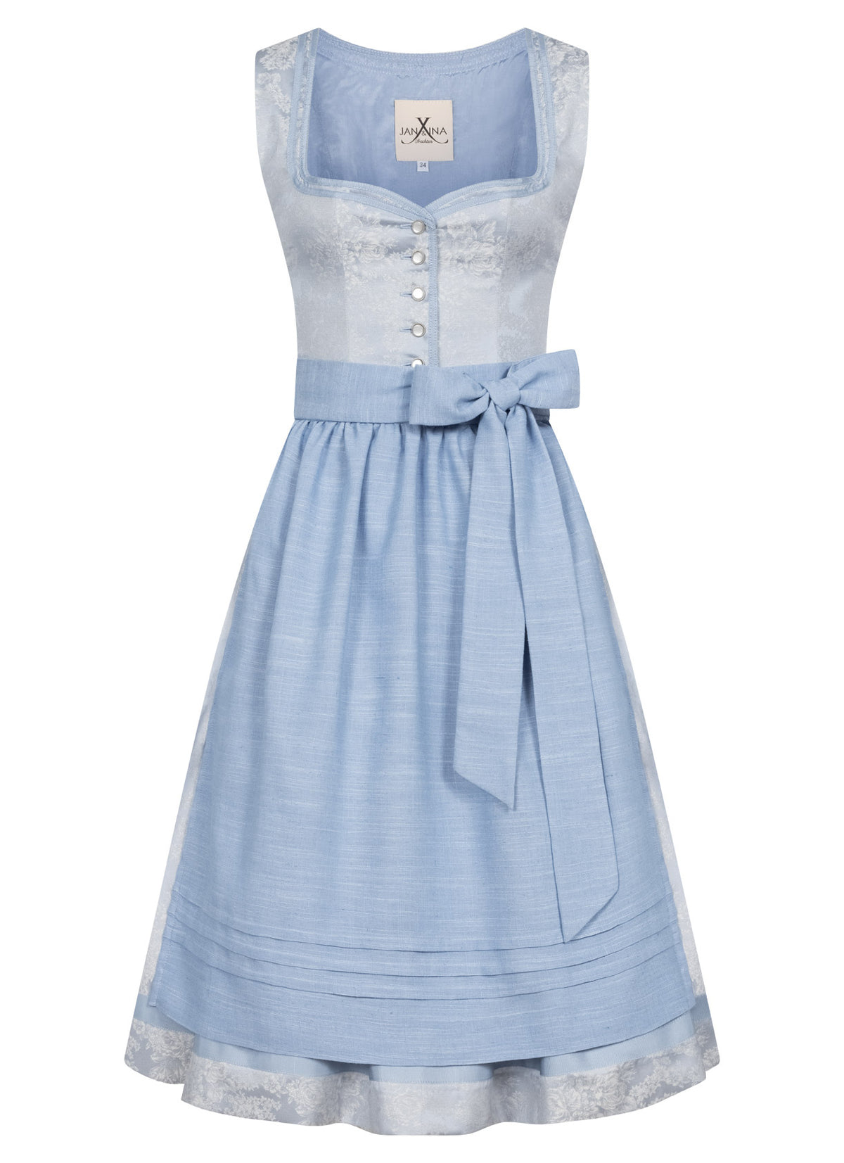 JACQUARD HOCHZEITSDIRNDL MONOCHROME FLOWERS EISBLAU - JAN&INA Trachten