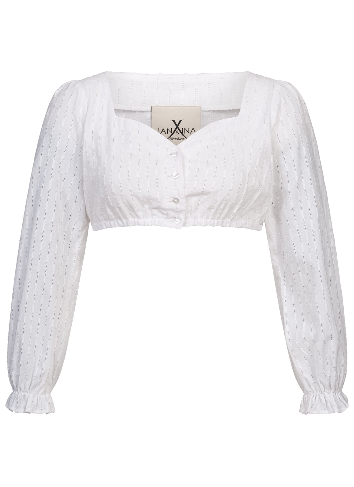 DIRNDLBLUSE STRIPED SWEETHEART HERZAUSSCHNITT WEISS - JAN&INA Trachten