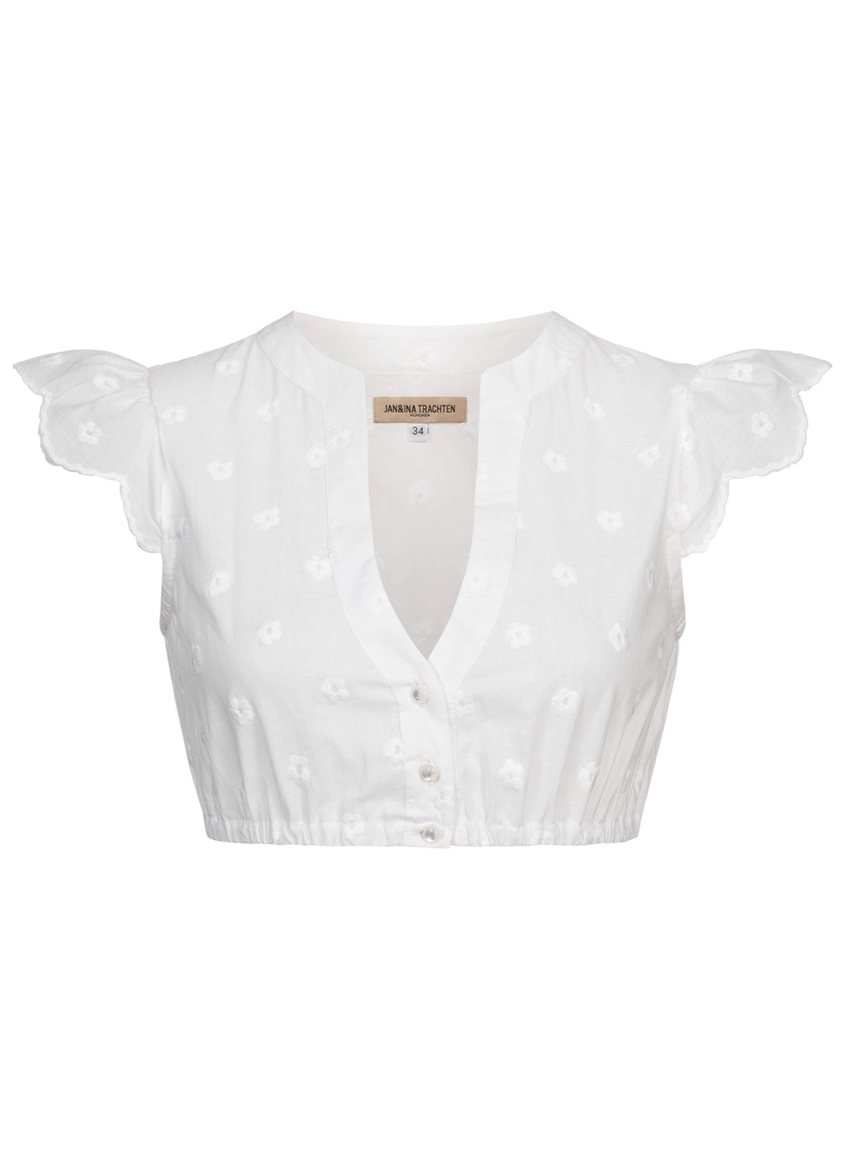 BW DIRNDLBLUSE FLOWER DOTS WEISS - JAN&INA Trachten