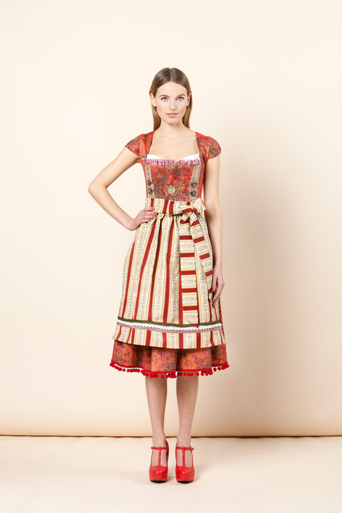 DIRNDL VINTAGE GOBELIN STRETCH ROT - JAN&INA Trachten