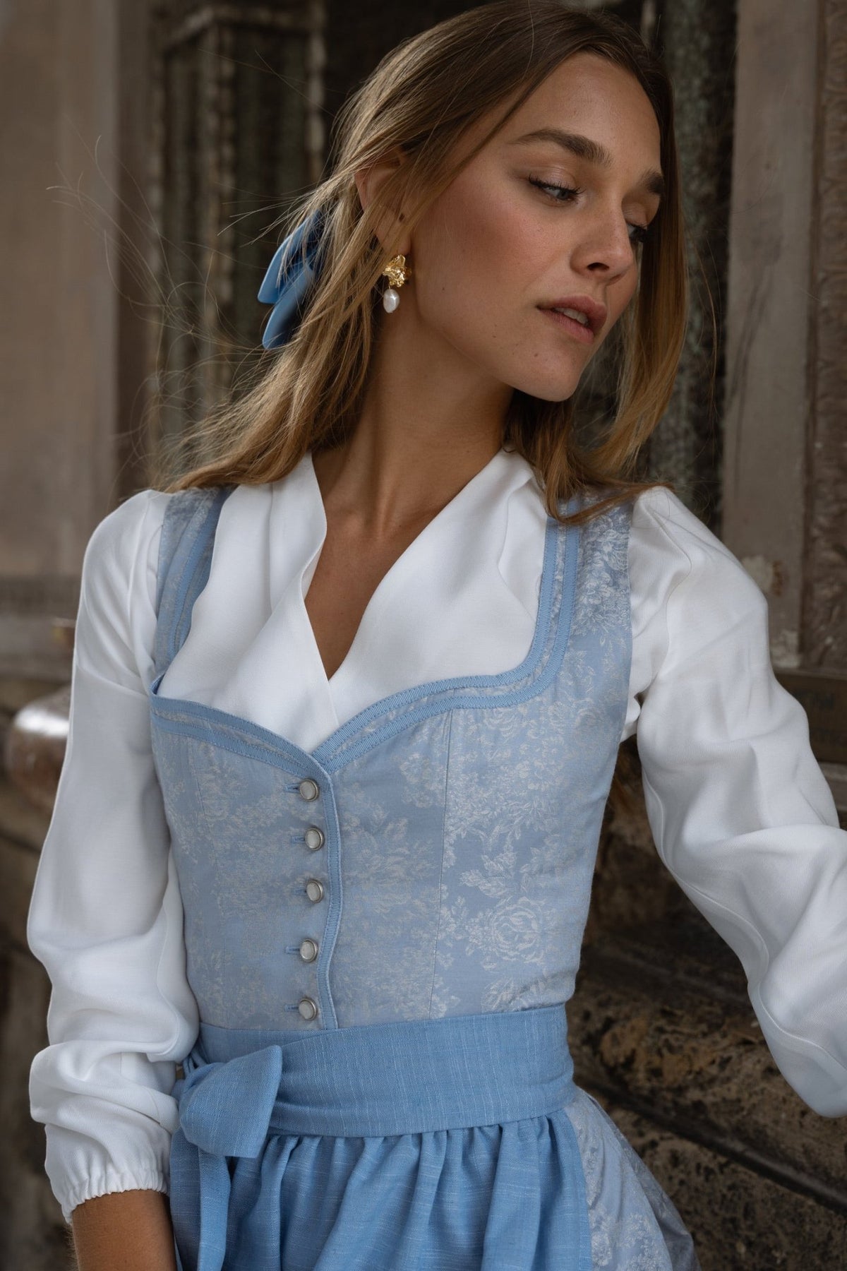 DIRNDLBLUSE CACHE COUER LANGARM WEISS - JAN&INA Trachten