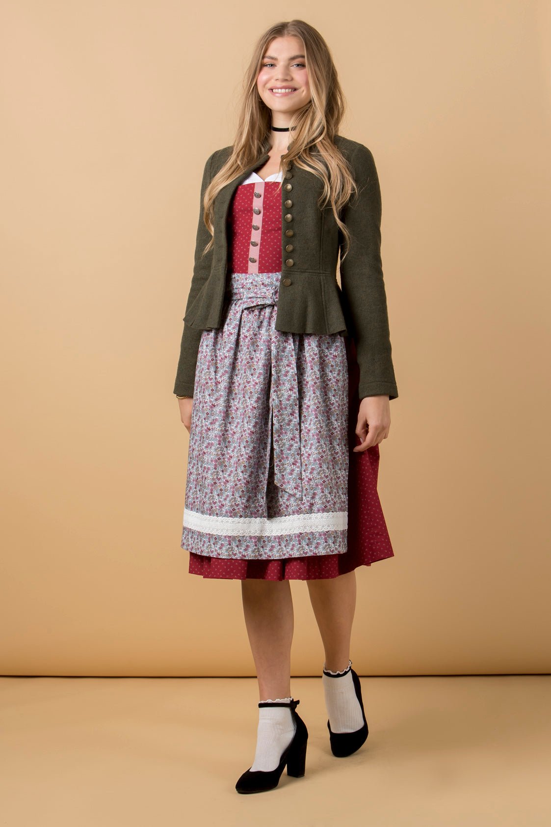 BW DIRNDL VINTAGE FLOWERS BLUTROT - JAN&INA Trachten