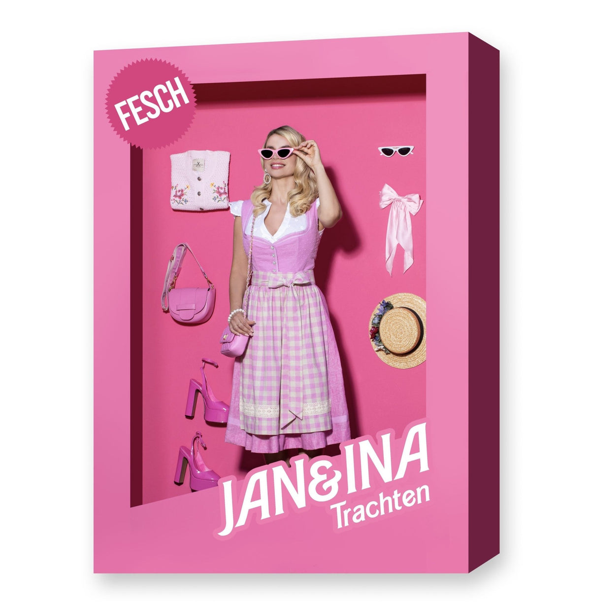 SPECIAL EDITION DIRNDL VICHY KARO PINK - JAN&INA Trachten