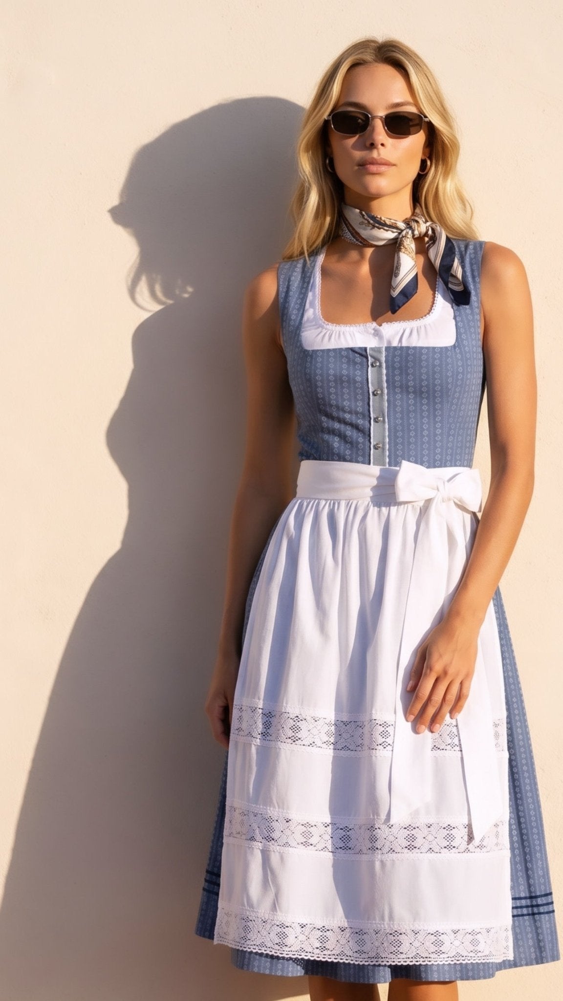 BW DIRNDL VINTAGE STRIPED FLOWER TAUBENBLAU - JAN&INA Trachten