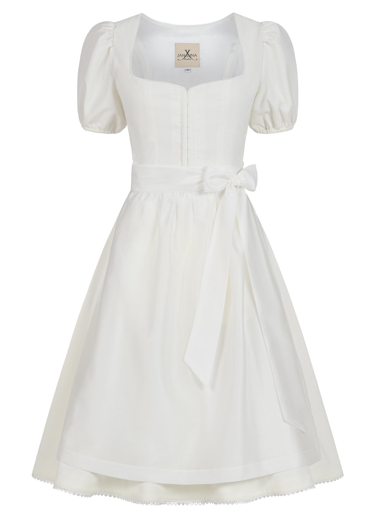 HOCHZEITSDIRNDL CORD FLARED HEART IVORY - JAN&INA Trachten